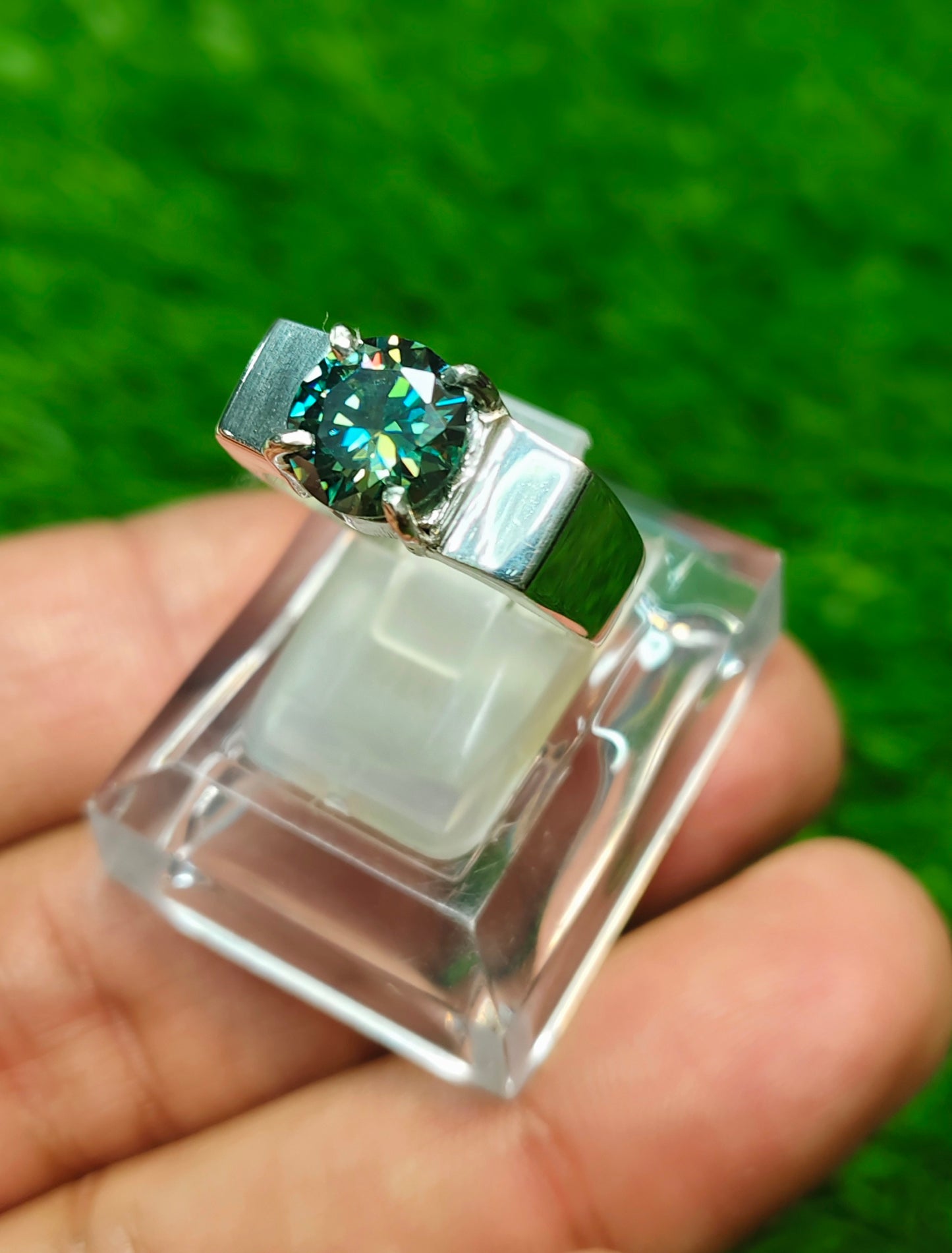 Green Moissanite Ring