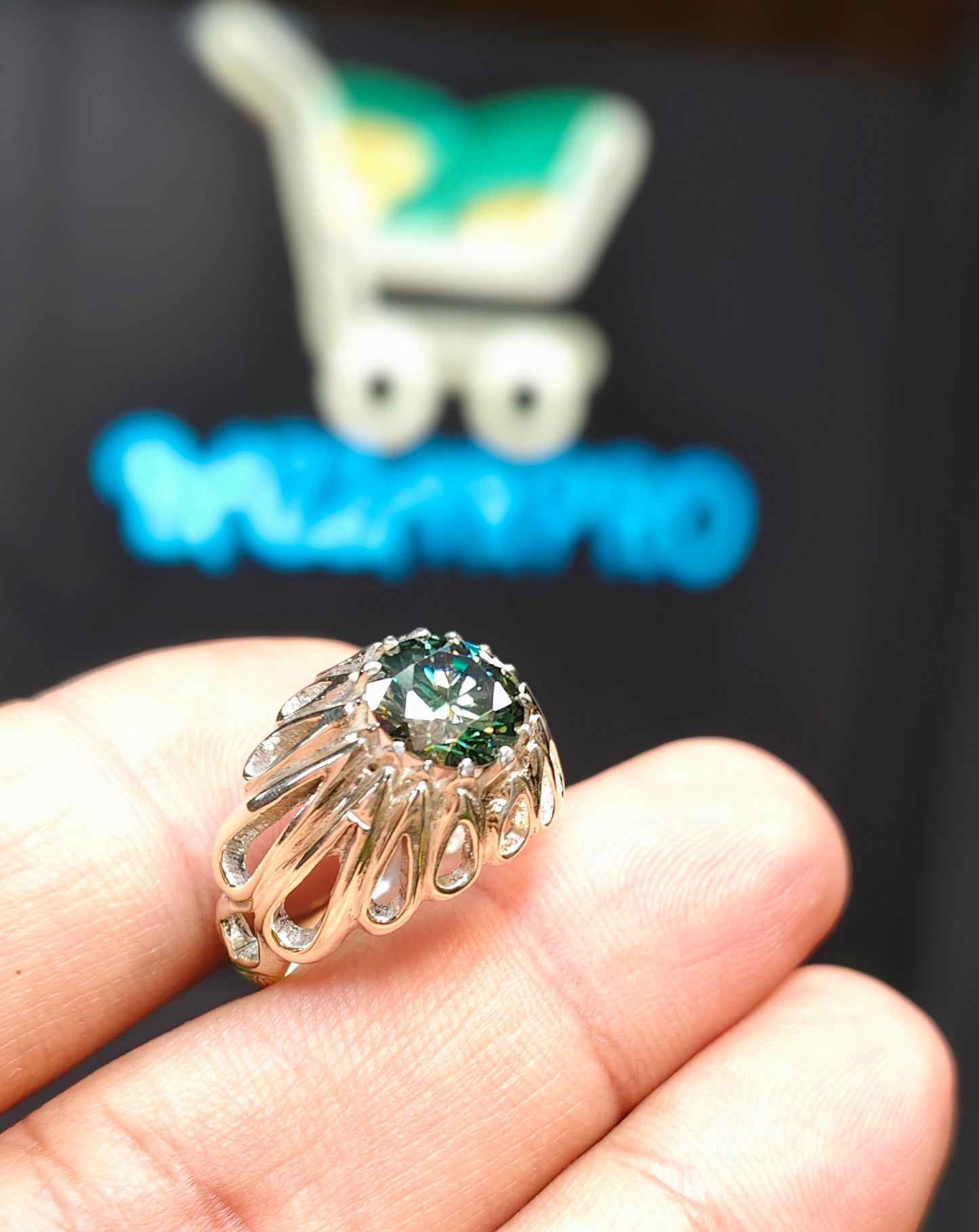 Green Moissanite Ring