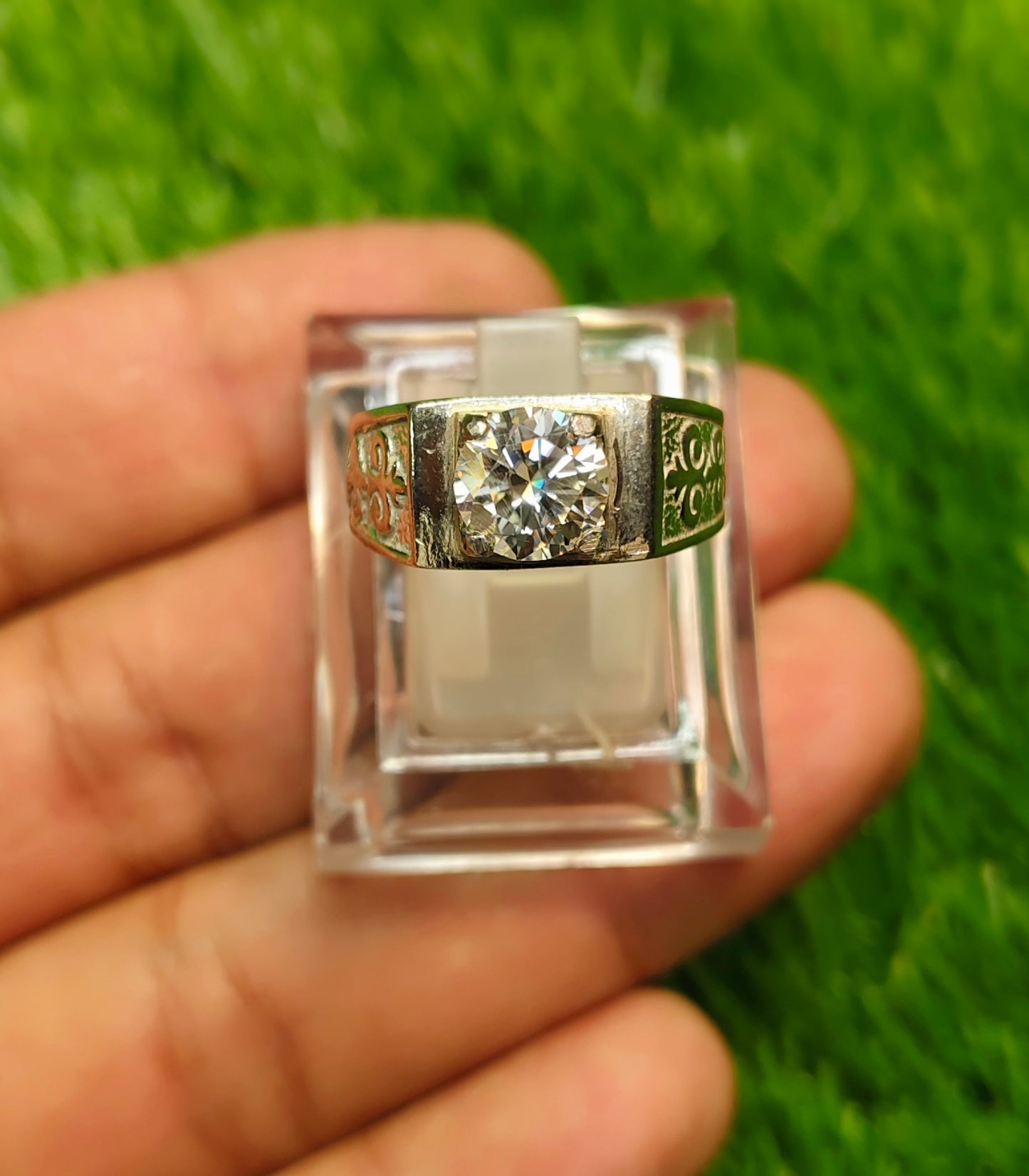 White Moissanite Ring