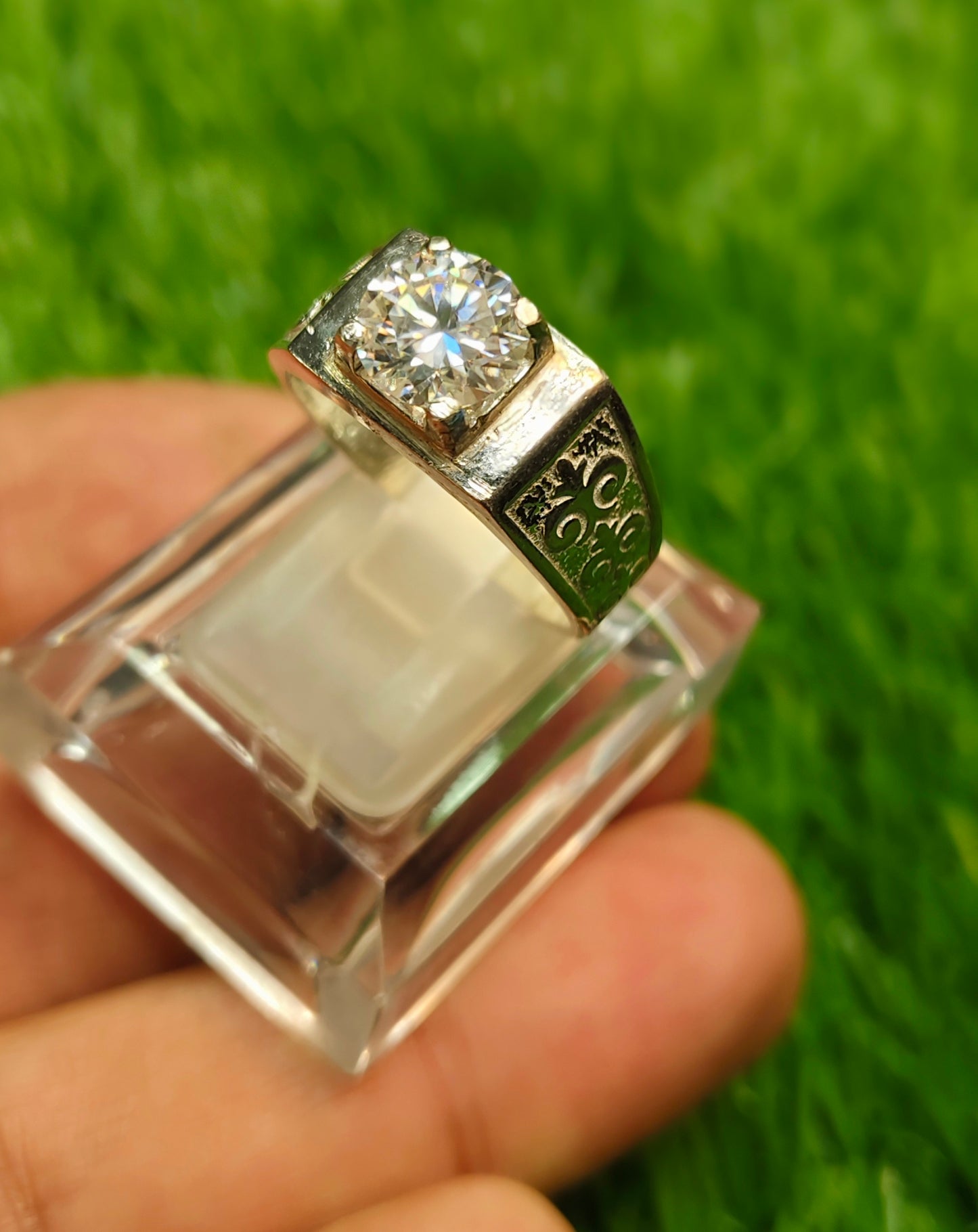 White Moissanite Ring