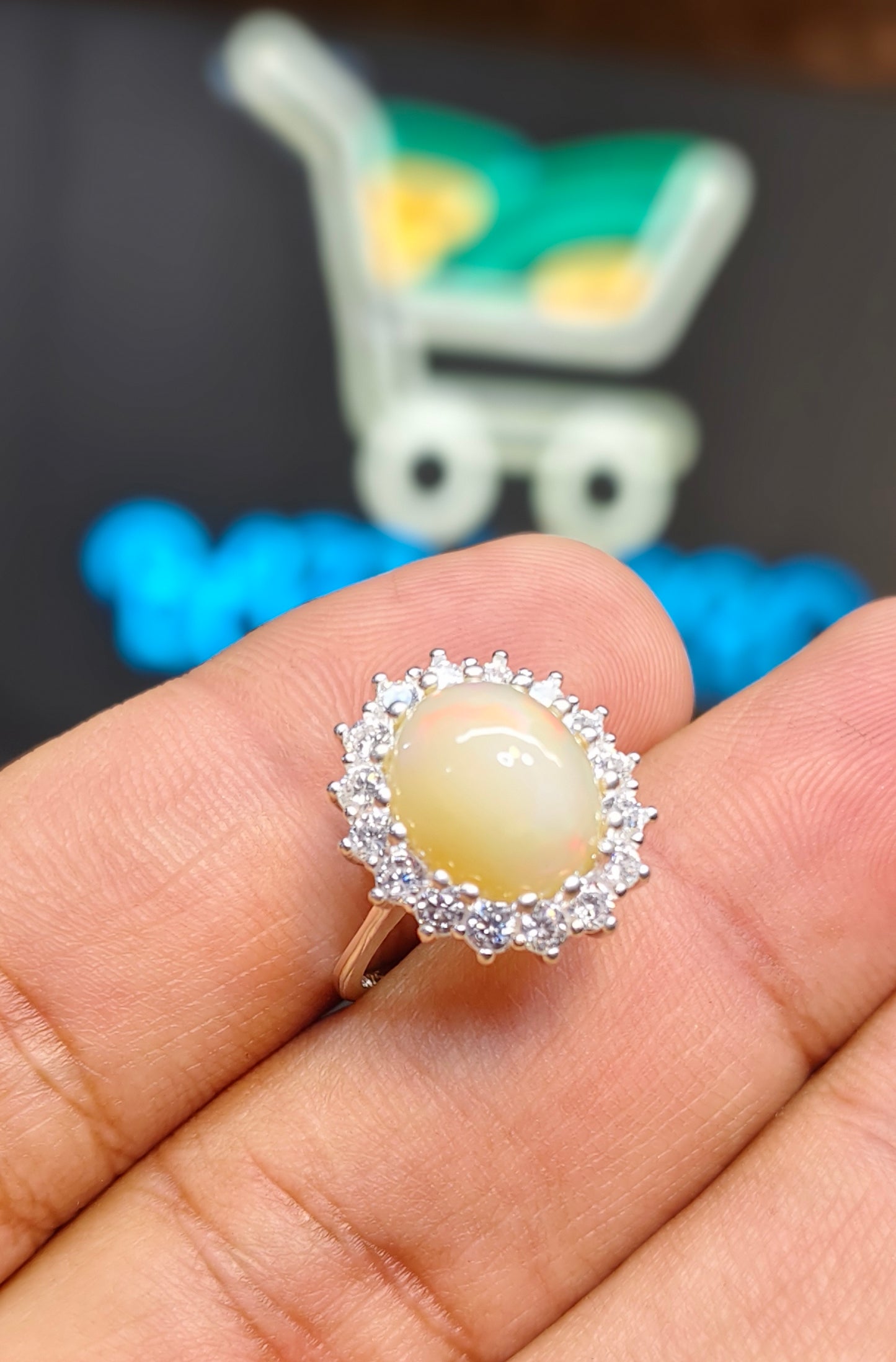 White Opal Ring