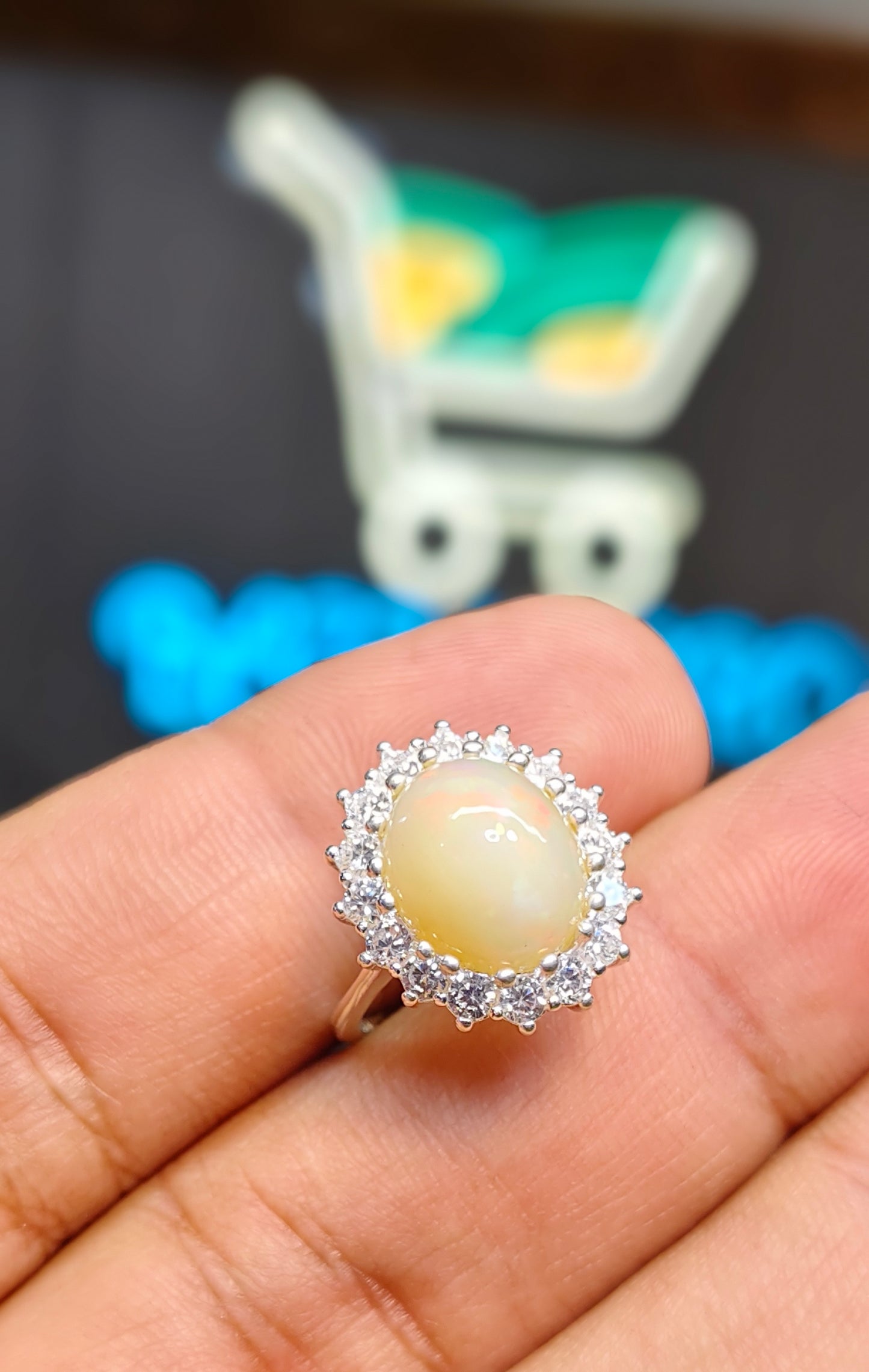 White Opal Ring