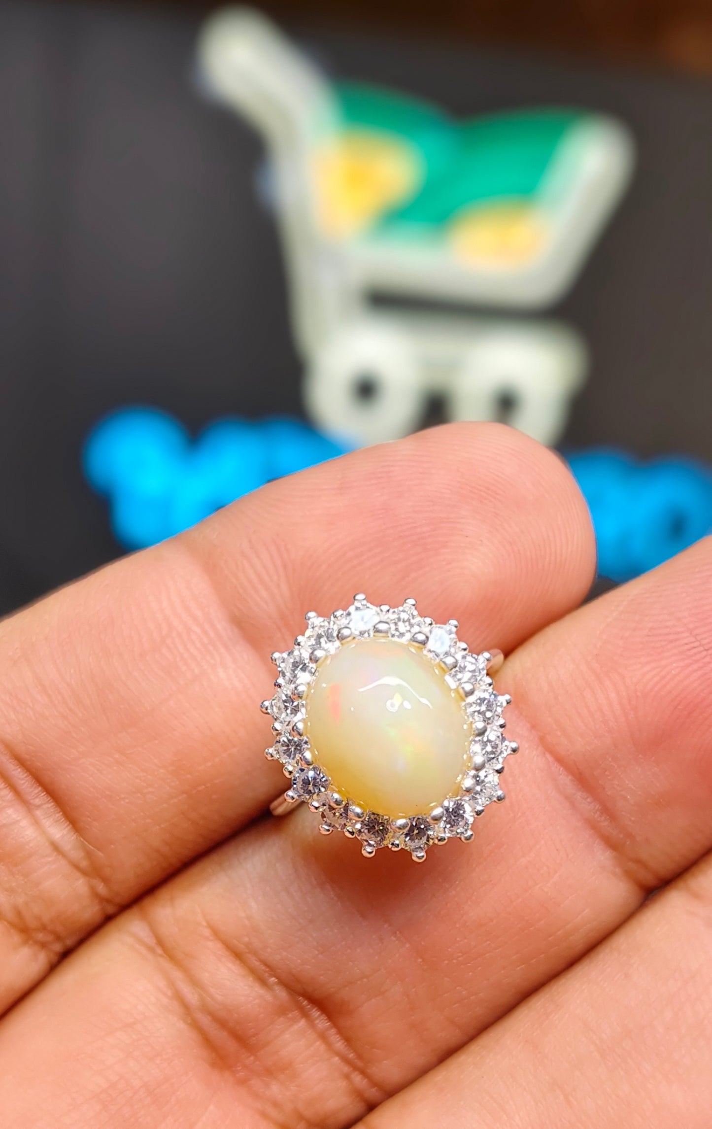 White Opal Ring