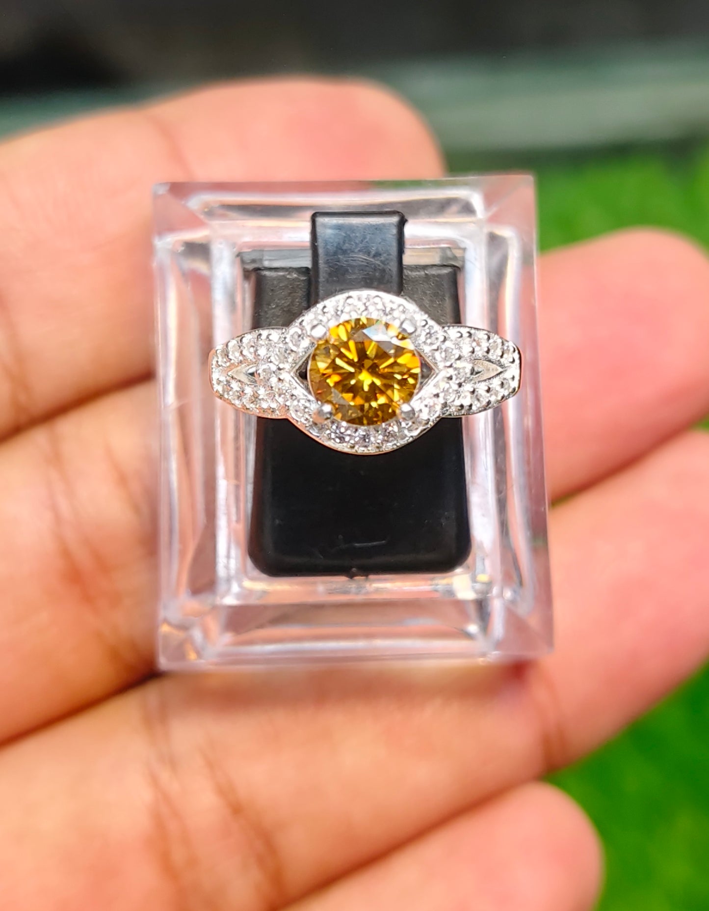 Golden Moissanite Diamond Ring