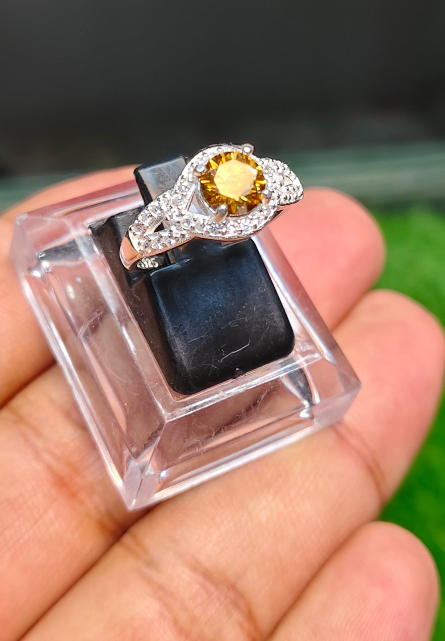 Golden Moissanite Diamond Ring