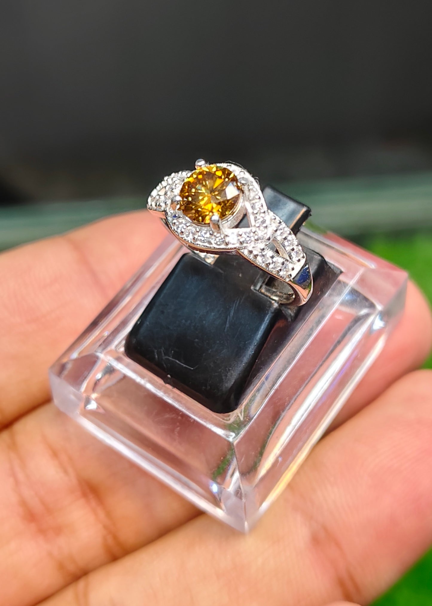 Golden Moissanite Diamond Ring