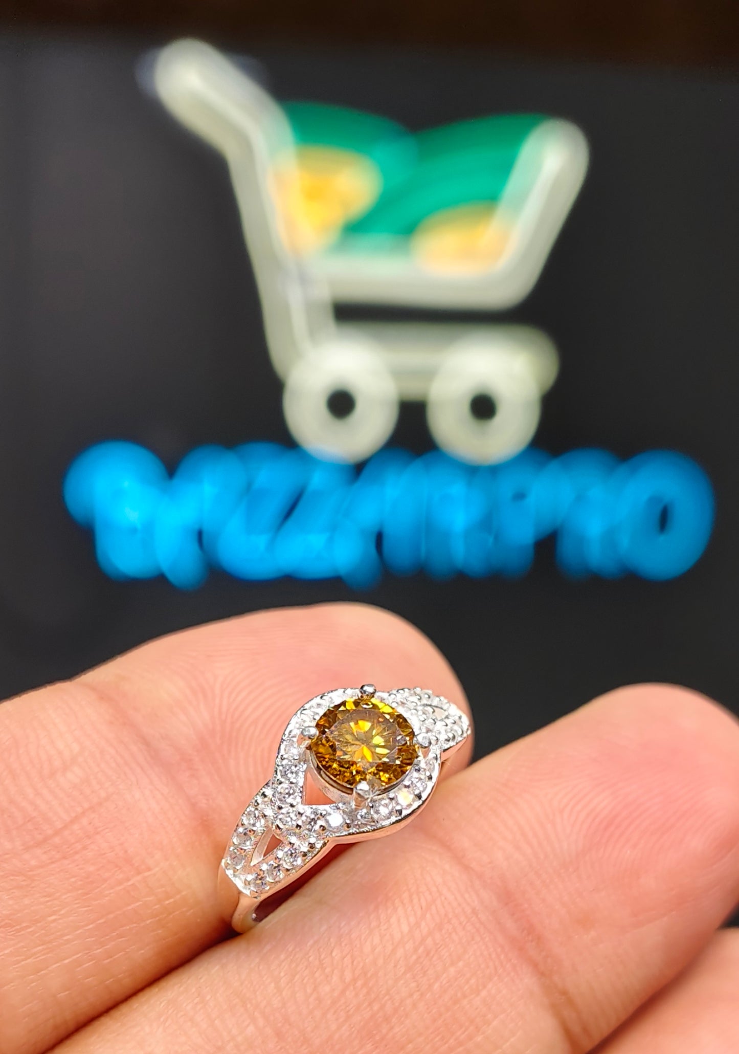 Golden Moissanite Diamond Ring