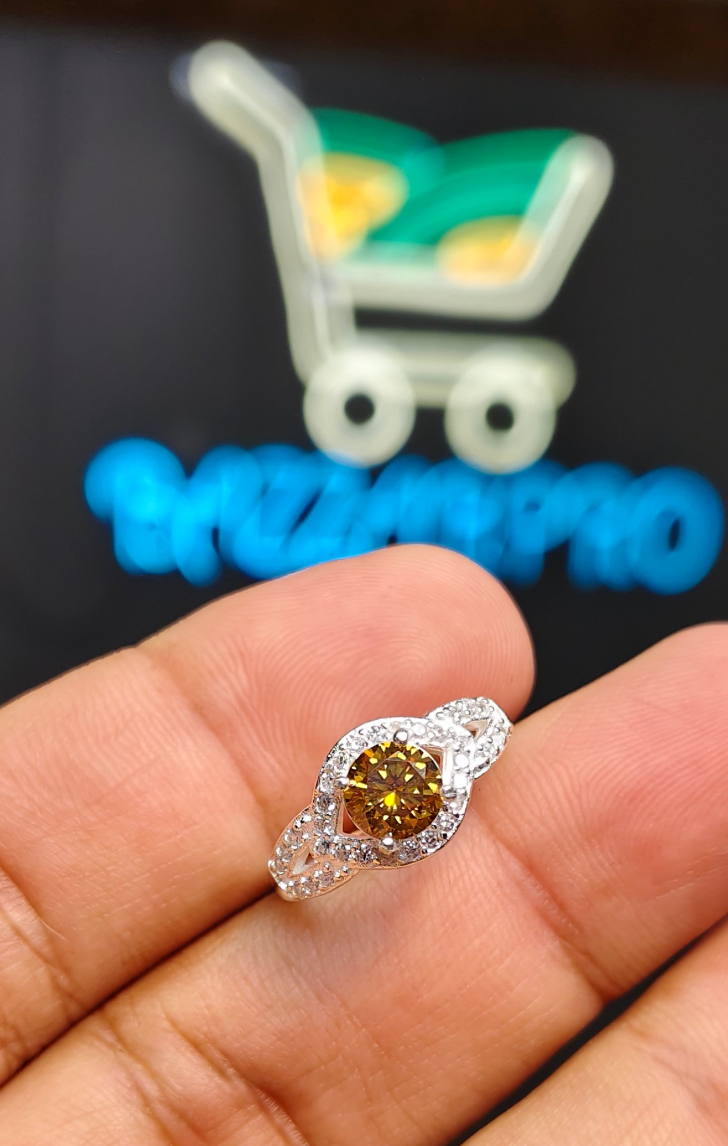 Golden Moissanite Diamond Ring