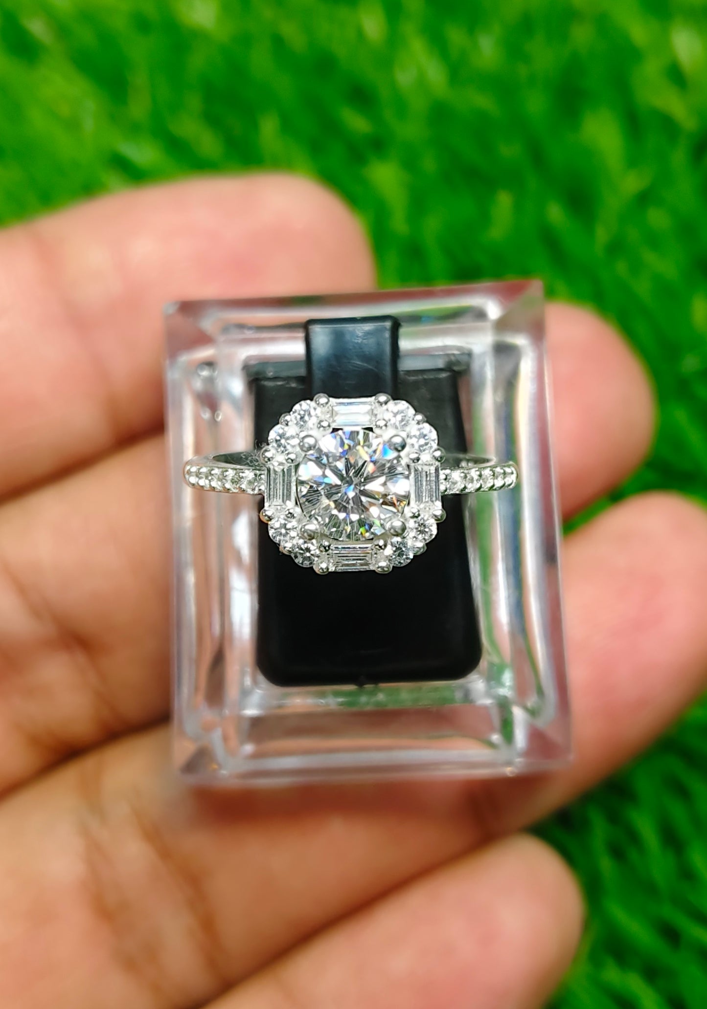 White Moissanite Diamond Ring