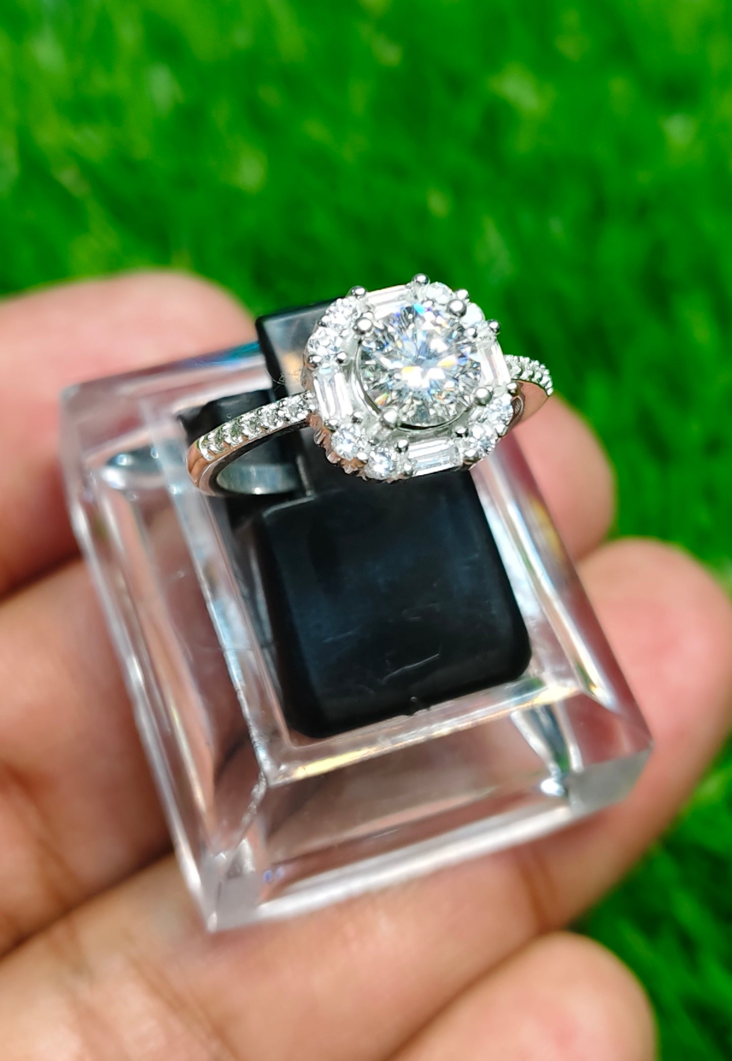 White Moissanite Diamond Ring