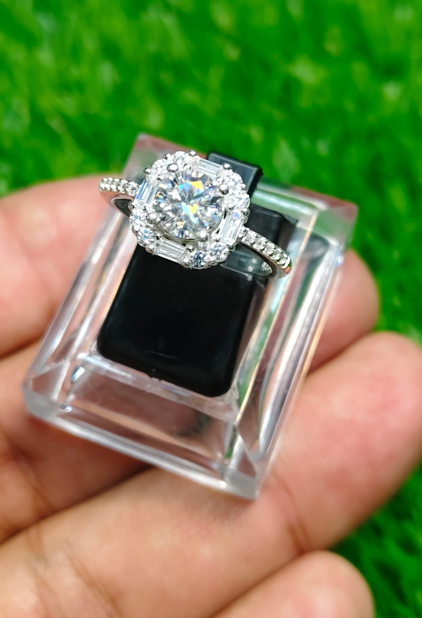 White Moissanite Diamond Ring