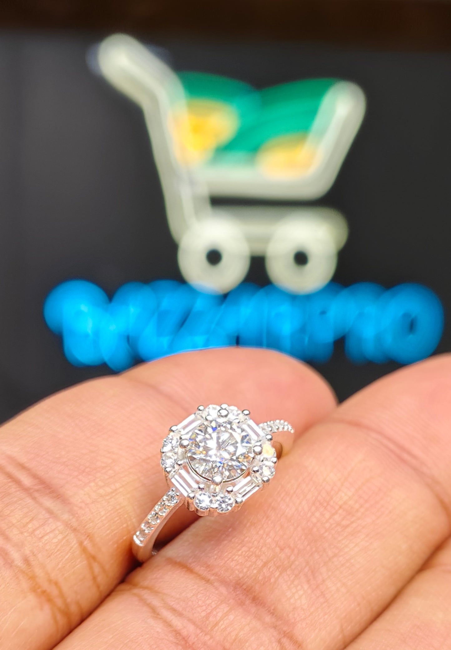 White Moissanite Diamond Ring