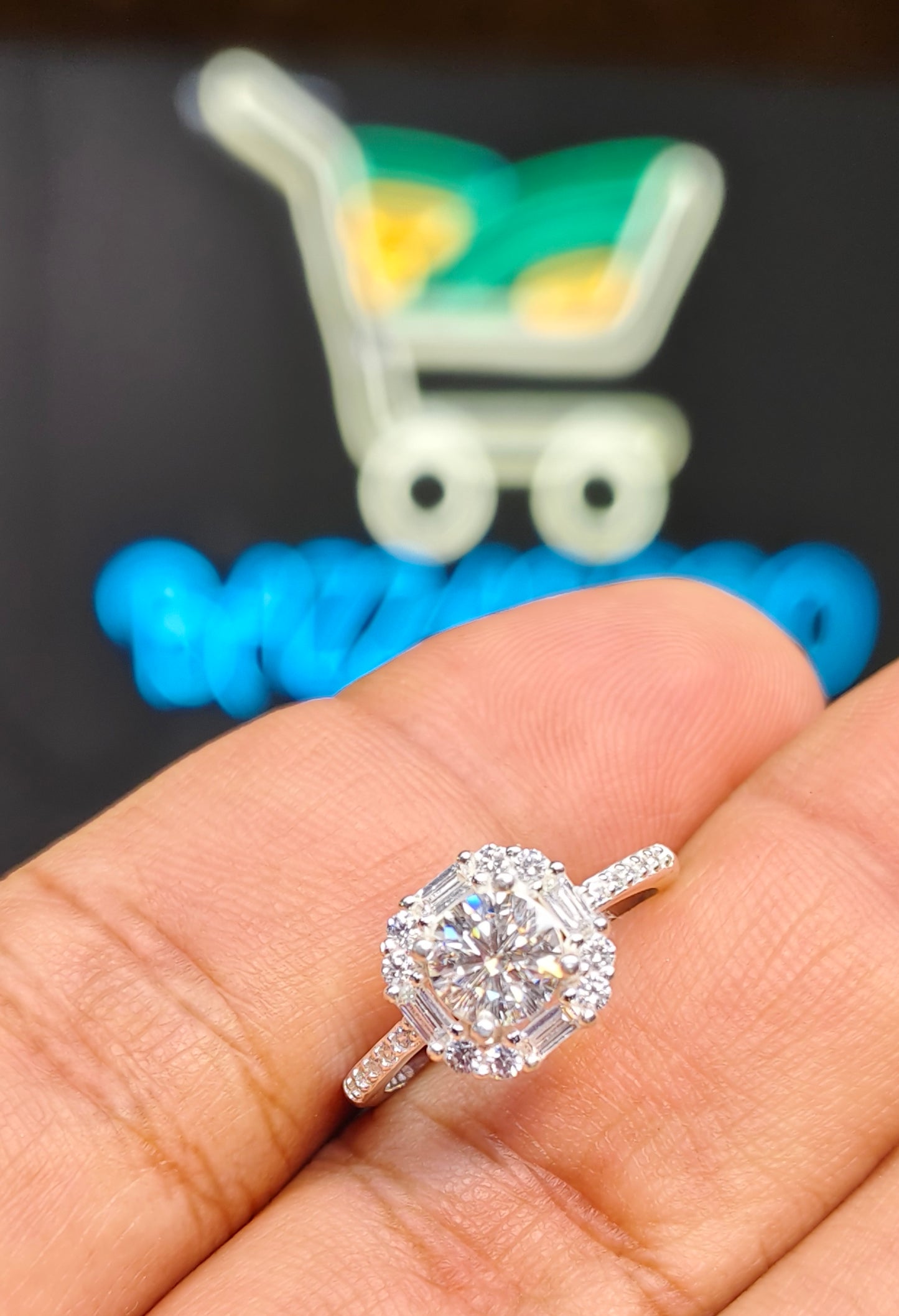 White Moissanite Diamond Ring