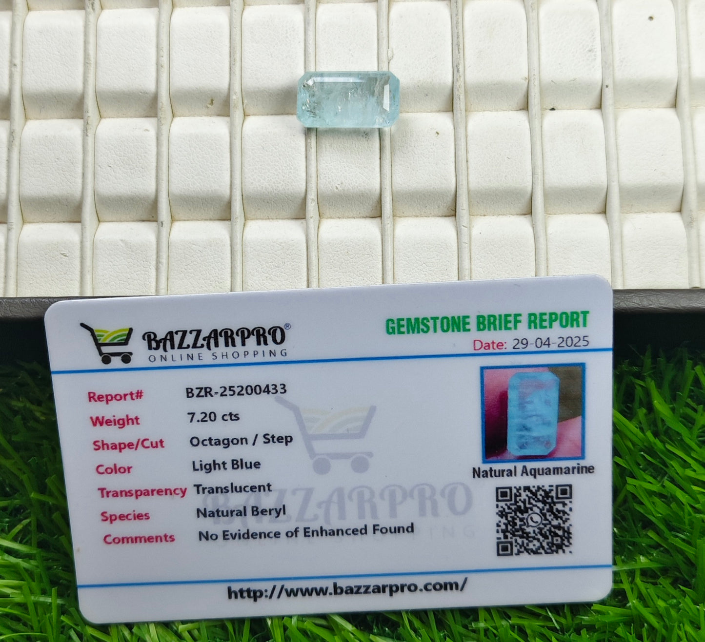 Aquamarine With Lab Certificate