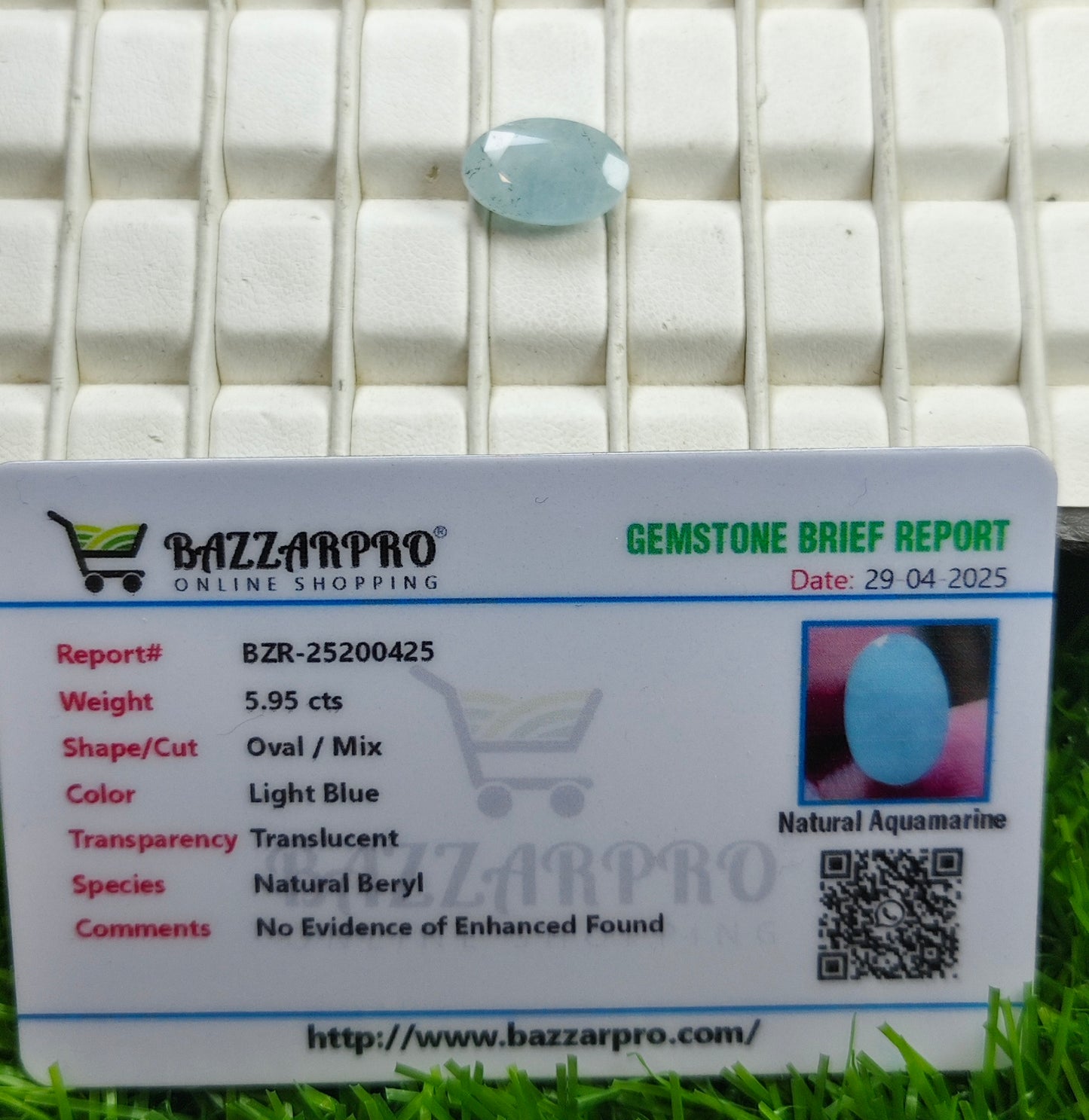Aquamarine With Lab Certificate