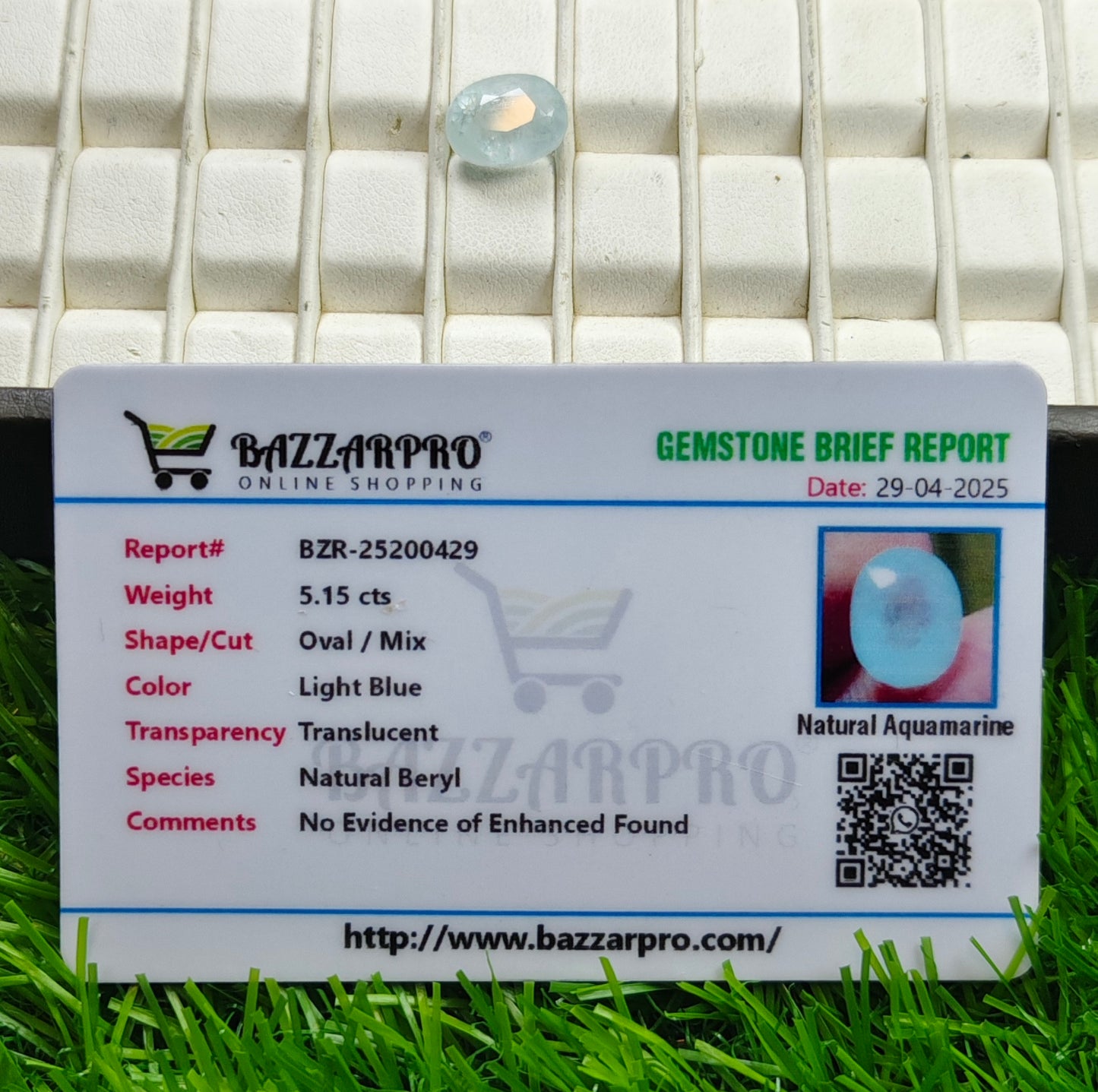 Aquamarine With Lab Certificate