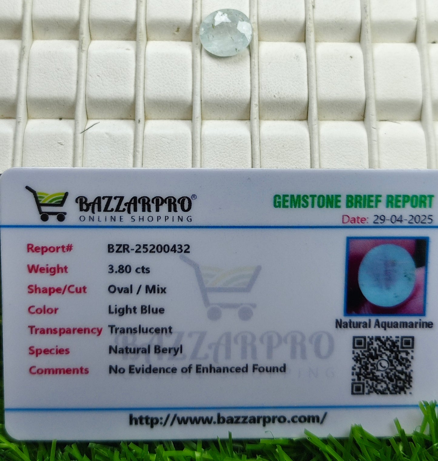 Aquamarine With Lab Certificate