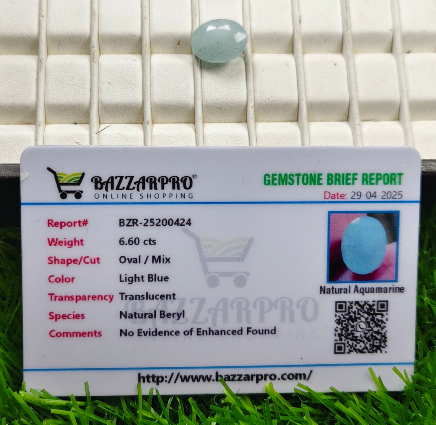 Aquamarine With Lab Certificate