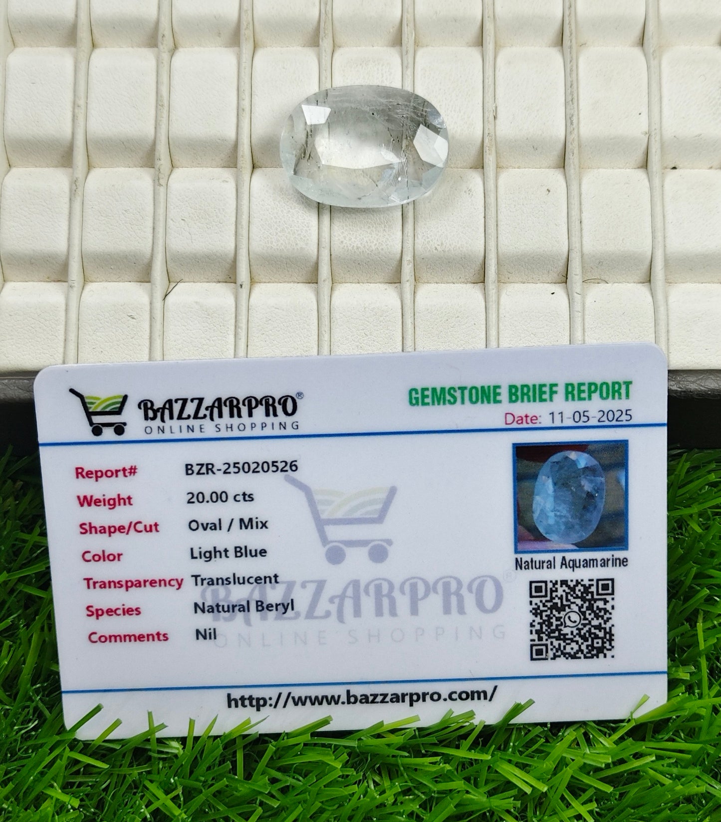 Natural Aquamarine With Lab certificate