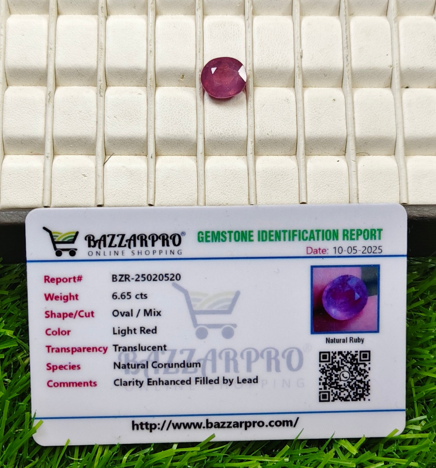 Natural Ruby With Lab certificate