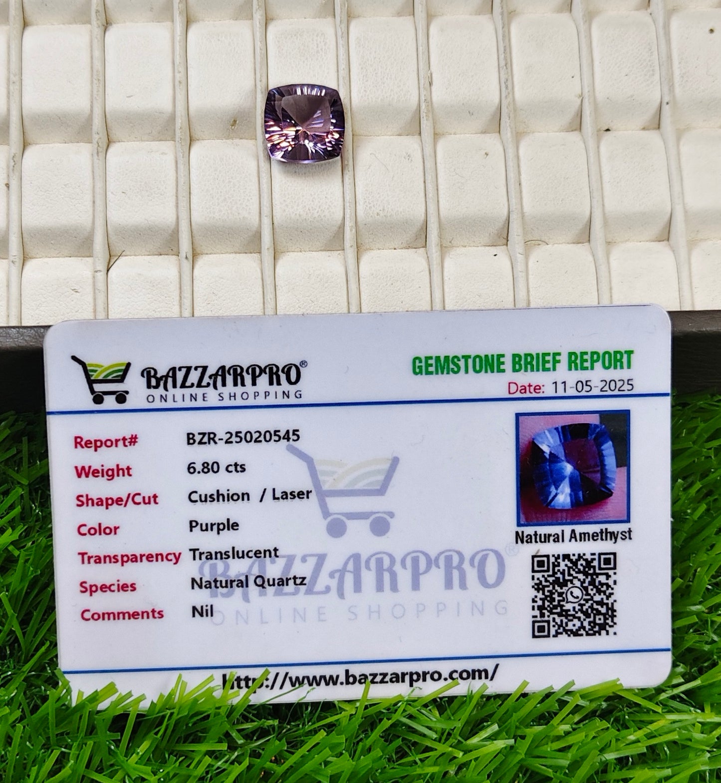 Laser Cutting Amethyst With Lab certificate