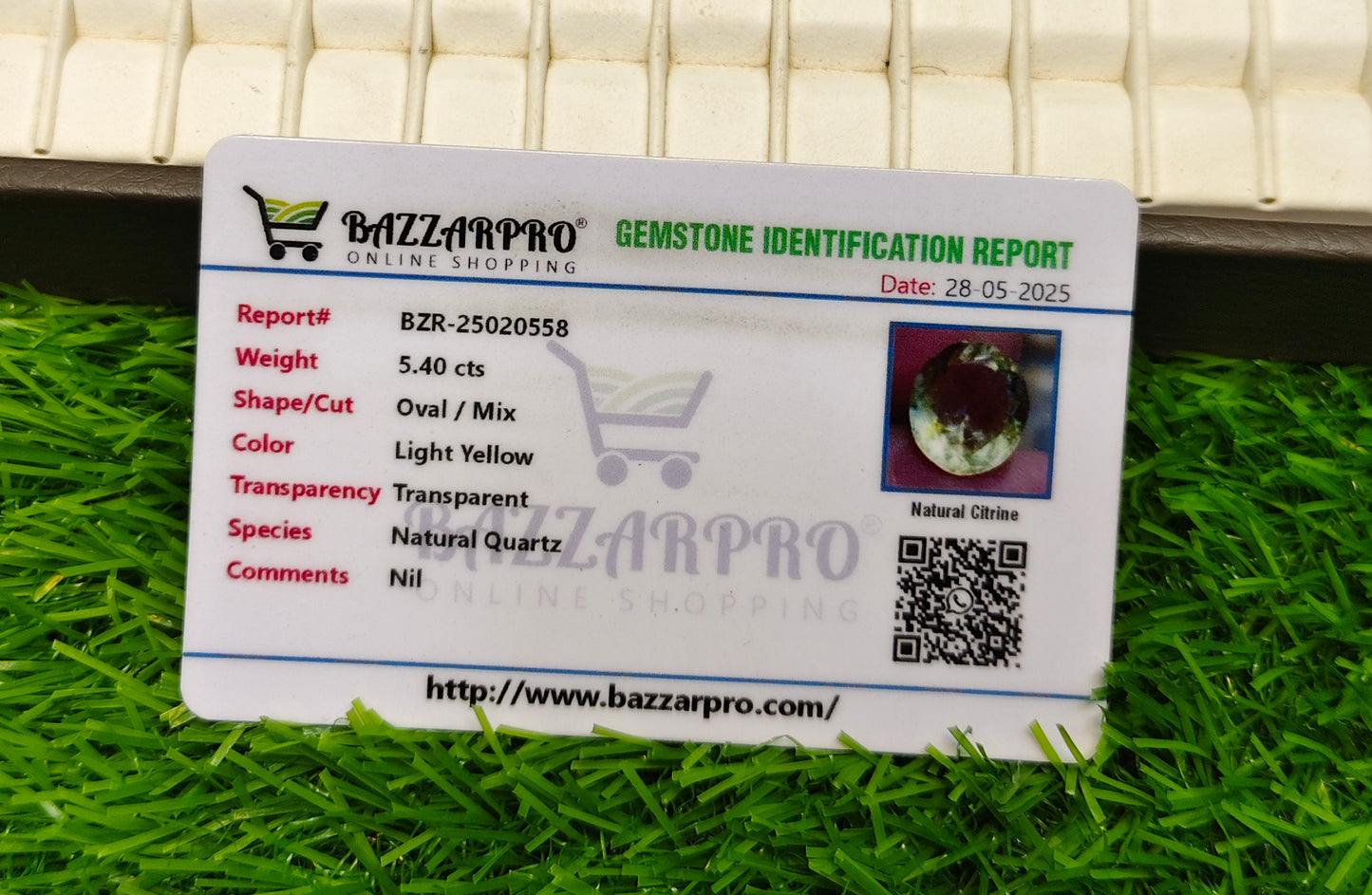 Citrine With lab certificate