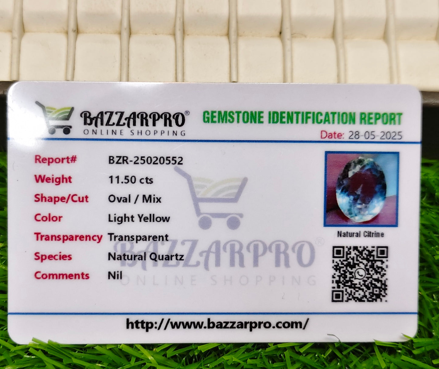 Citrine With lab certificate