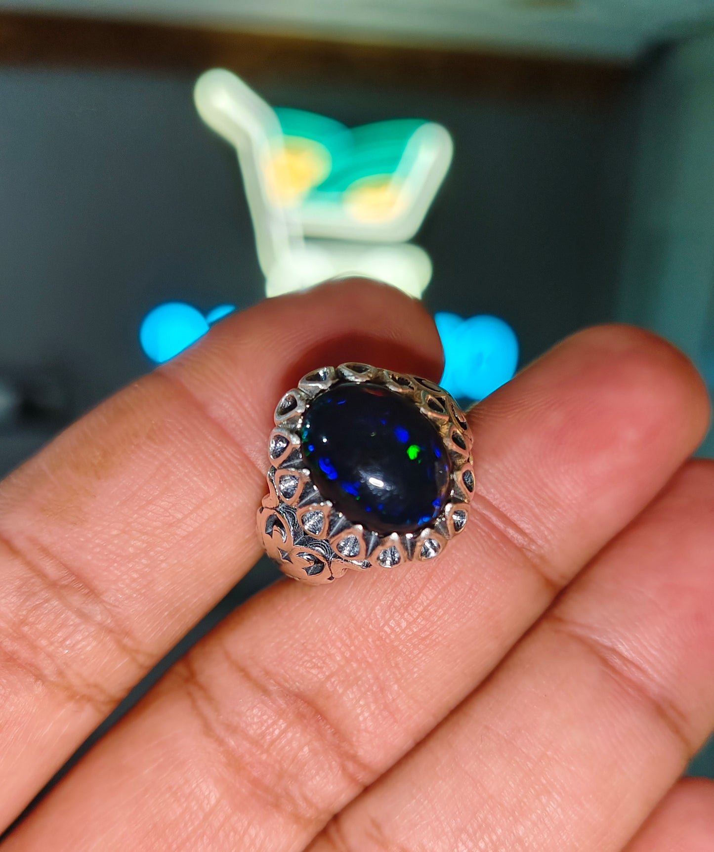 Black opal Ring