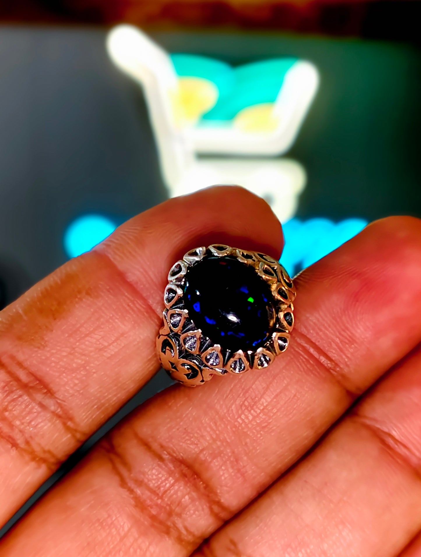 Black opal Ring
