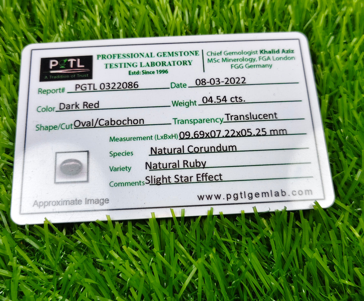 Ruby Star With Lab certificate