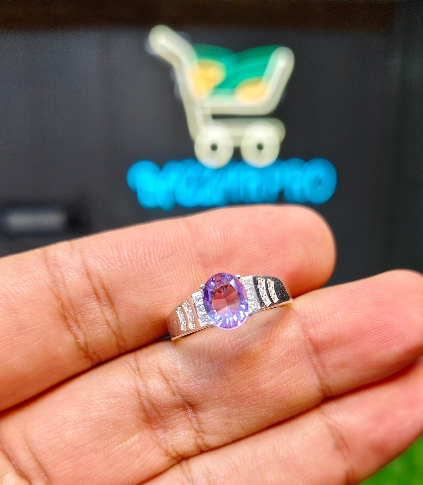 Laser Cut Amethyst Ring