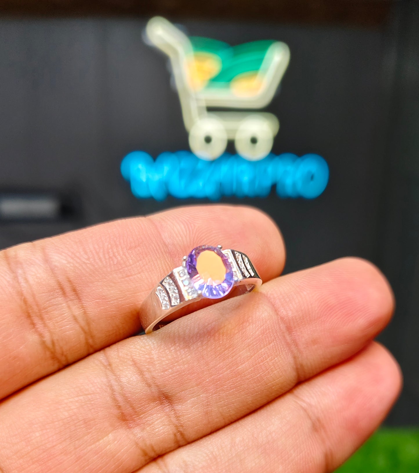 Laser Cut Amethyst Ring