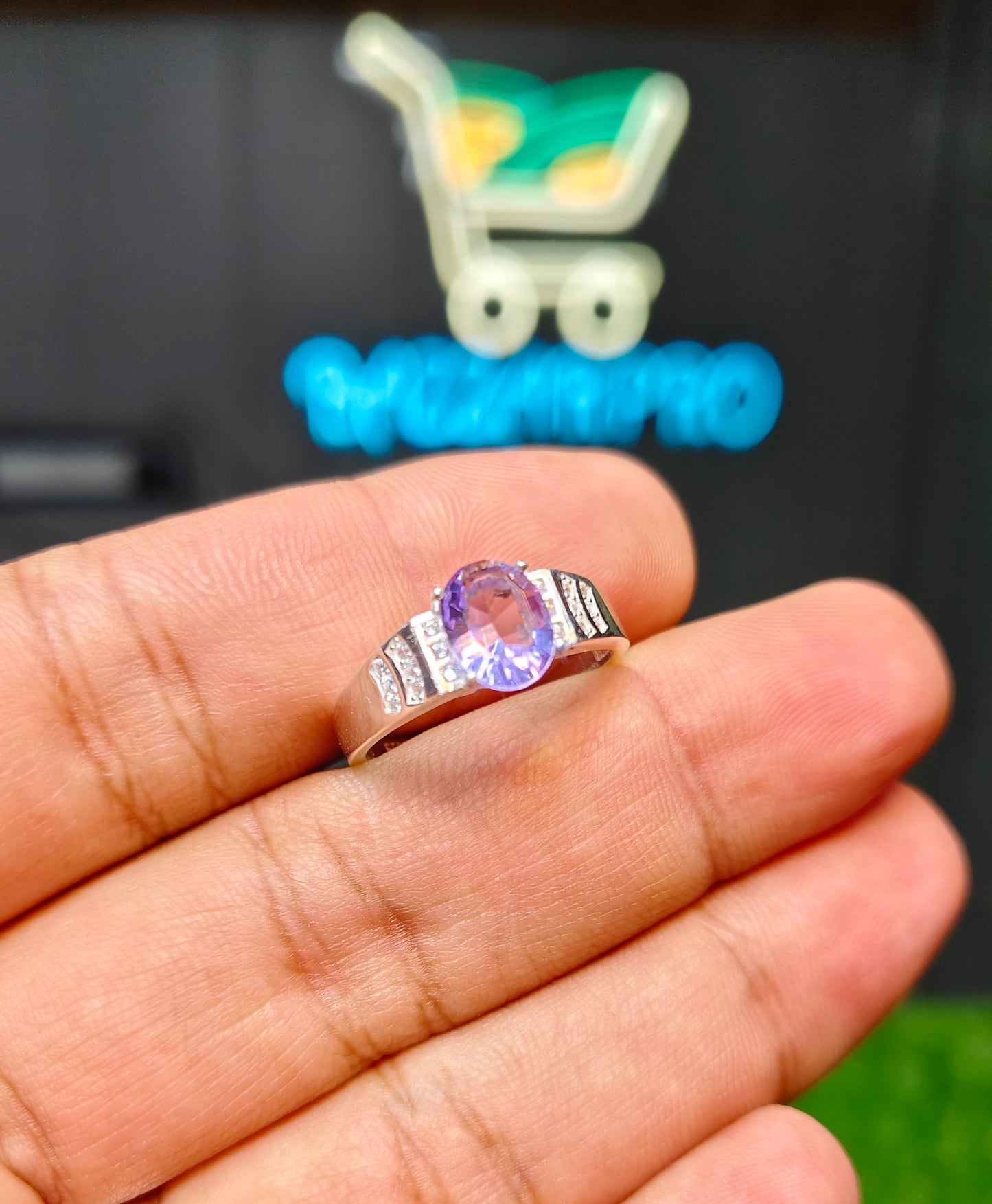 Laser Cut Amethyst Ring