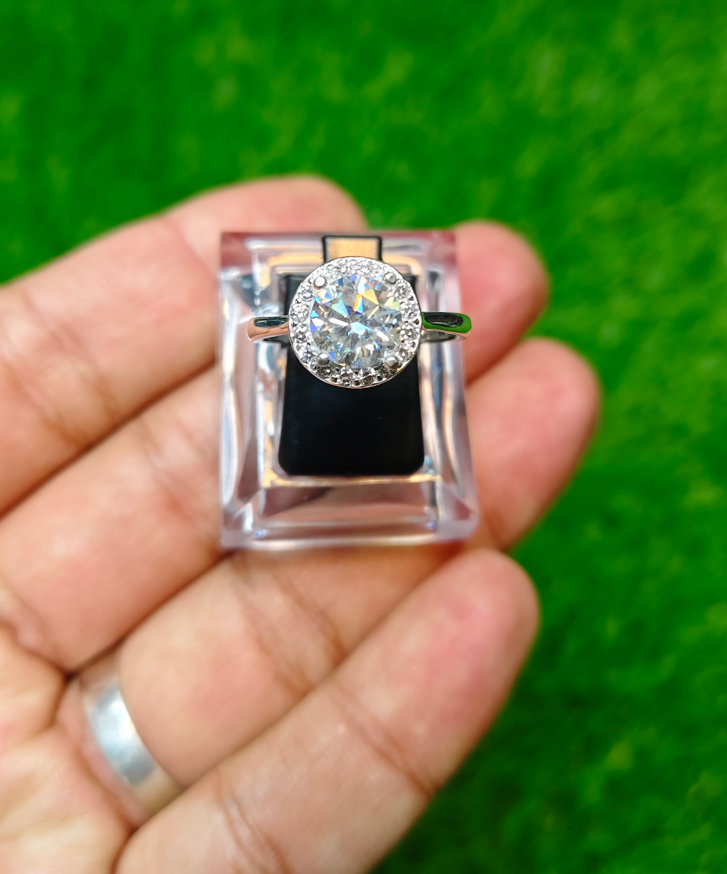 White Moissanite Diamond Ring