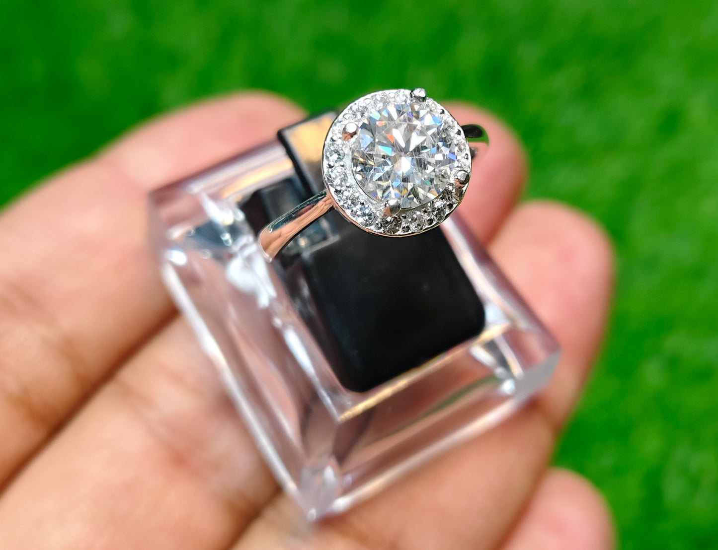 White Moissanite Diamond Ring