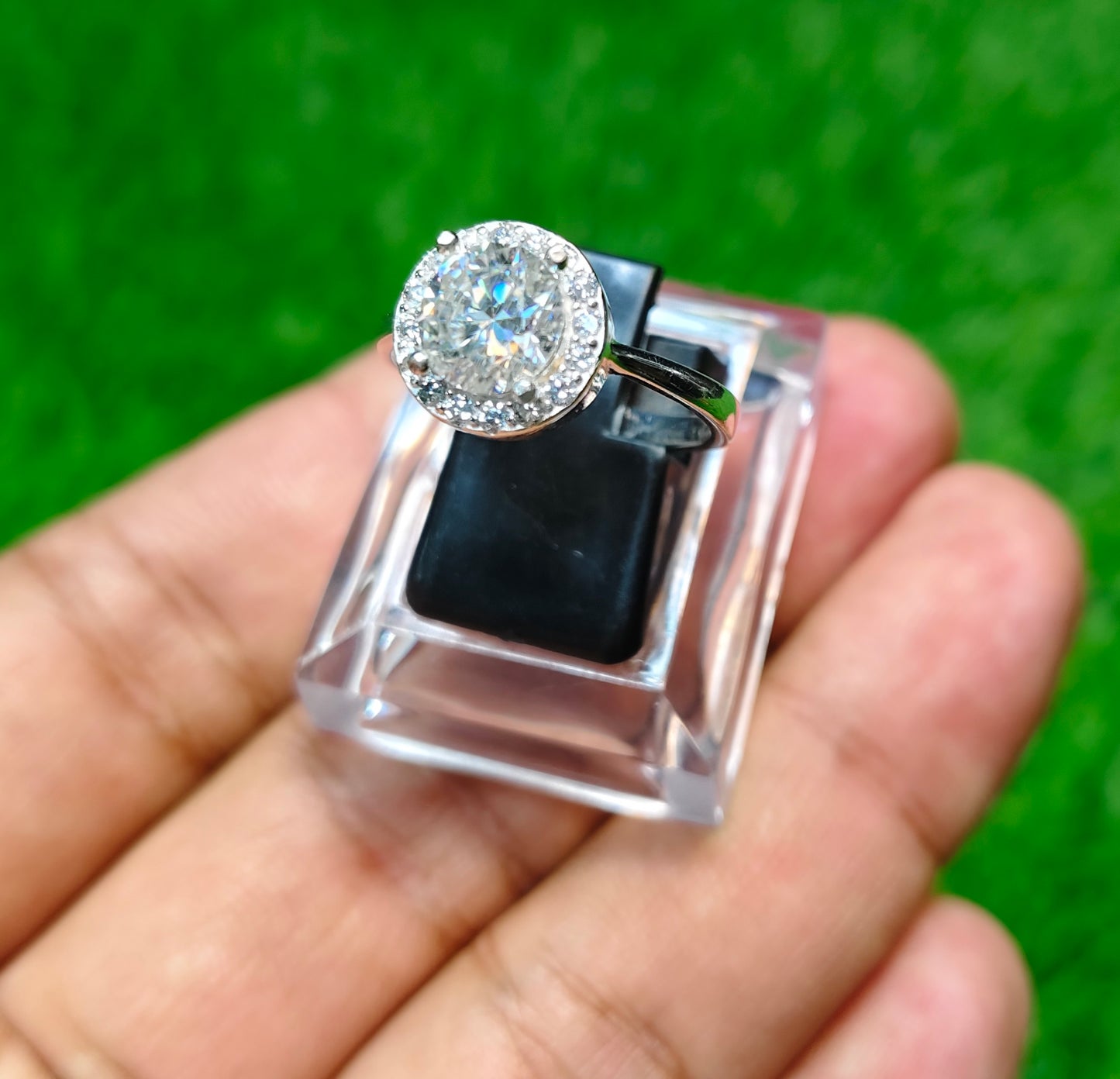 White Moissanite Diamond Ring