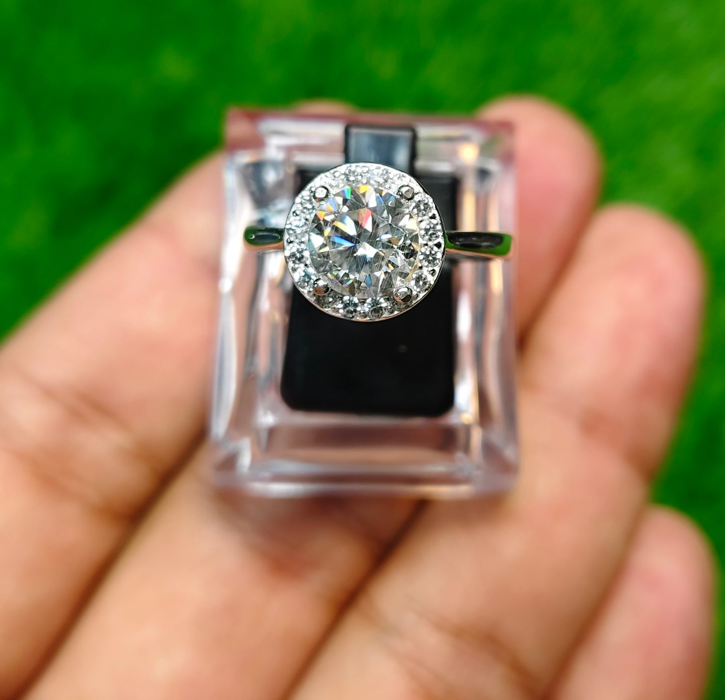 White Moissanite Diamond Ring