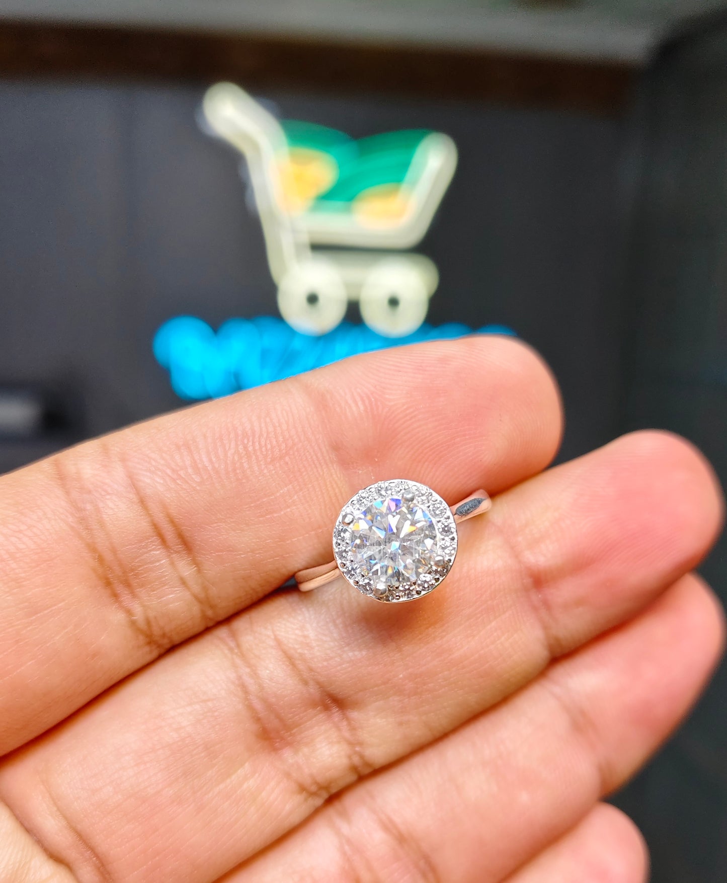 White Moissanite Diamond Ring