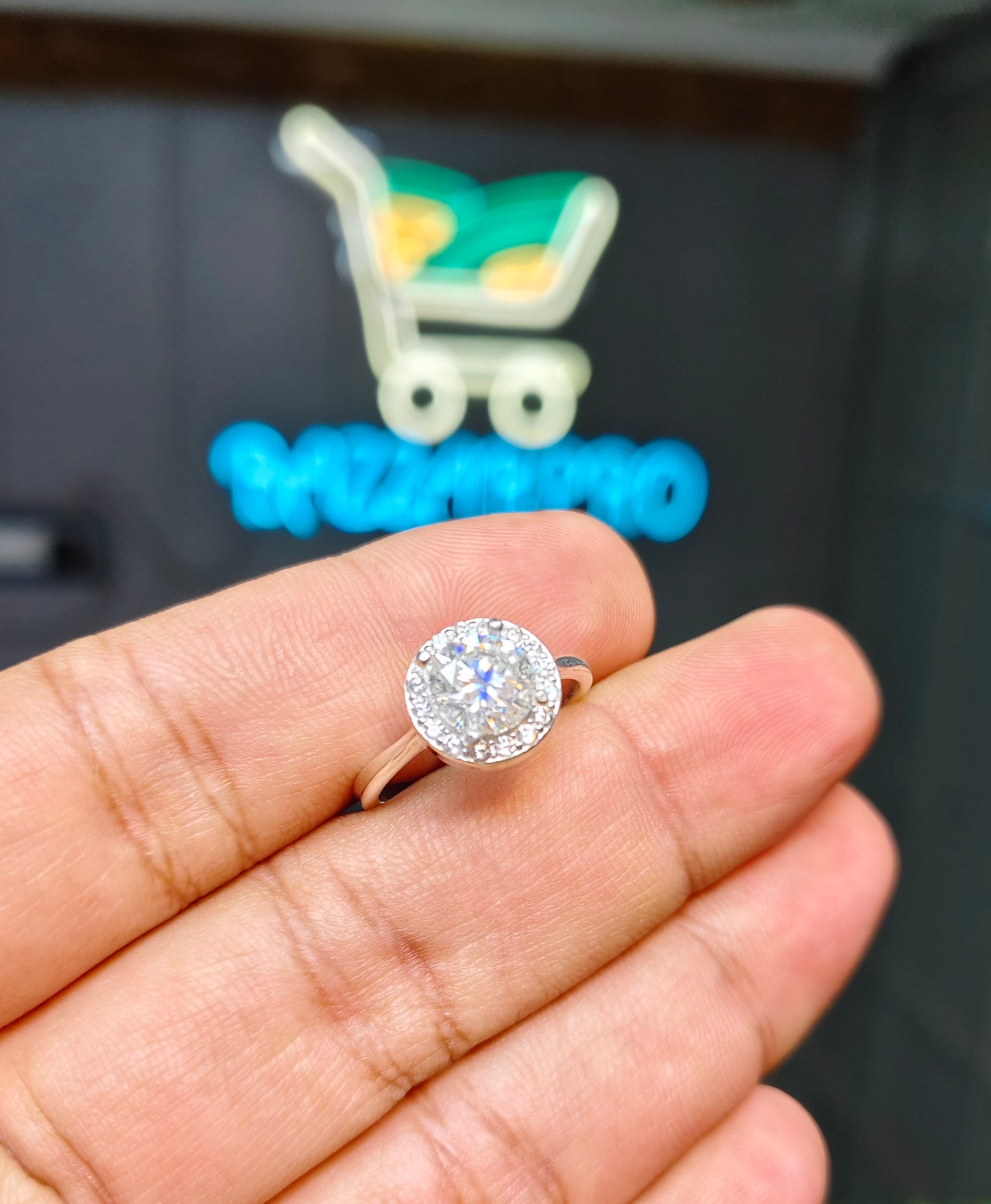 White Moissanite Diamond Ring