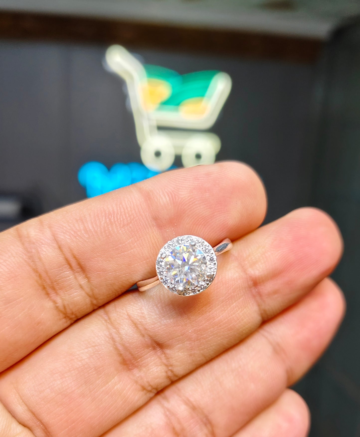 White Moissanite Diamond Ring