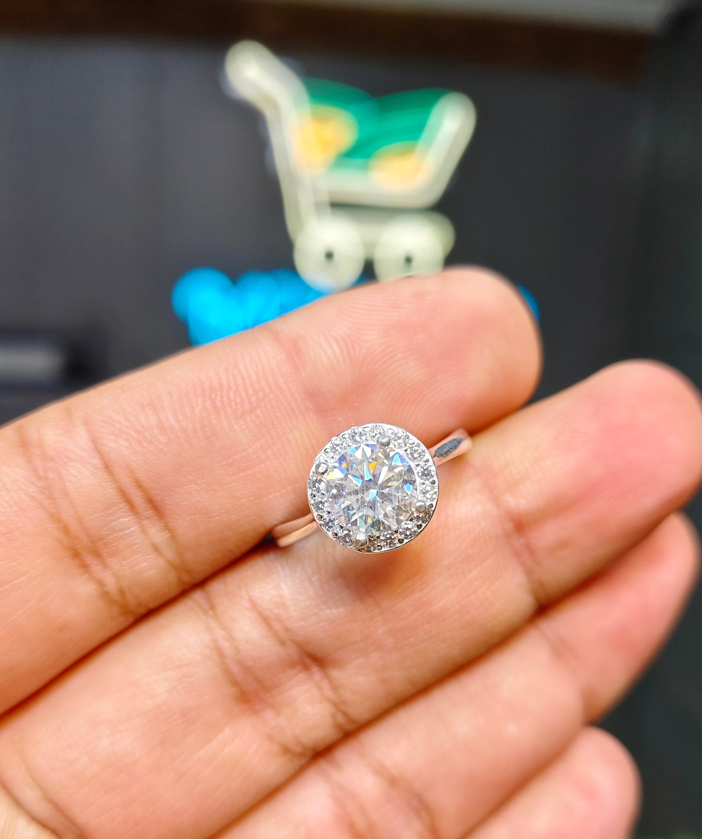 White Moissanite Diamond Ring