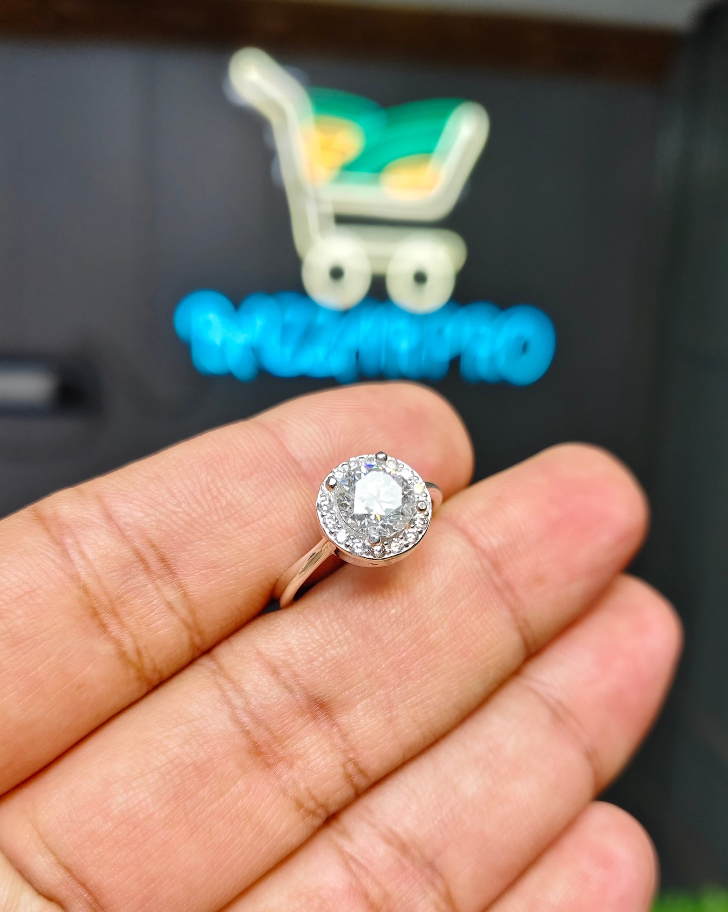 White Moissanite Diamond Ring