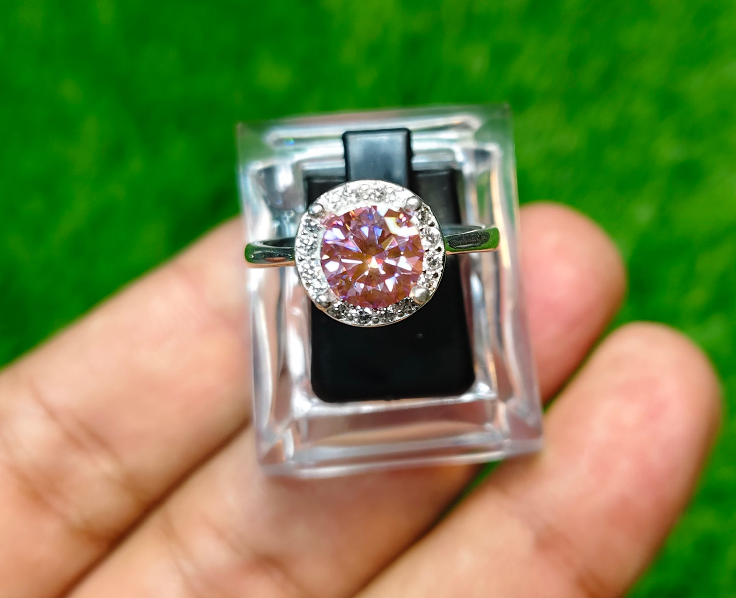Pink Moissanite Diamond Ring