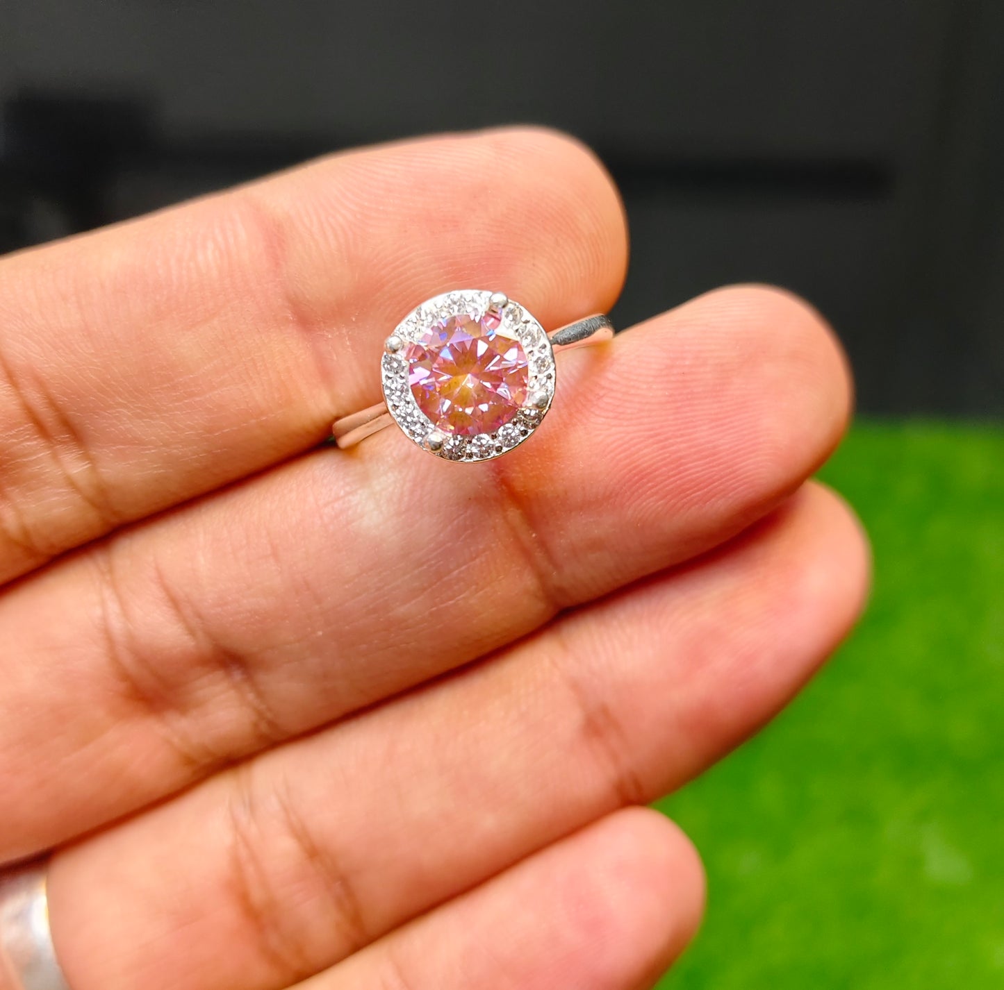 Pink Moissanite Diamond Ring