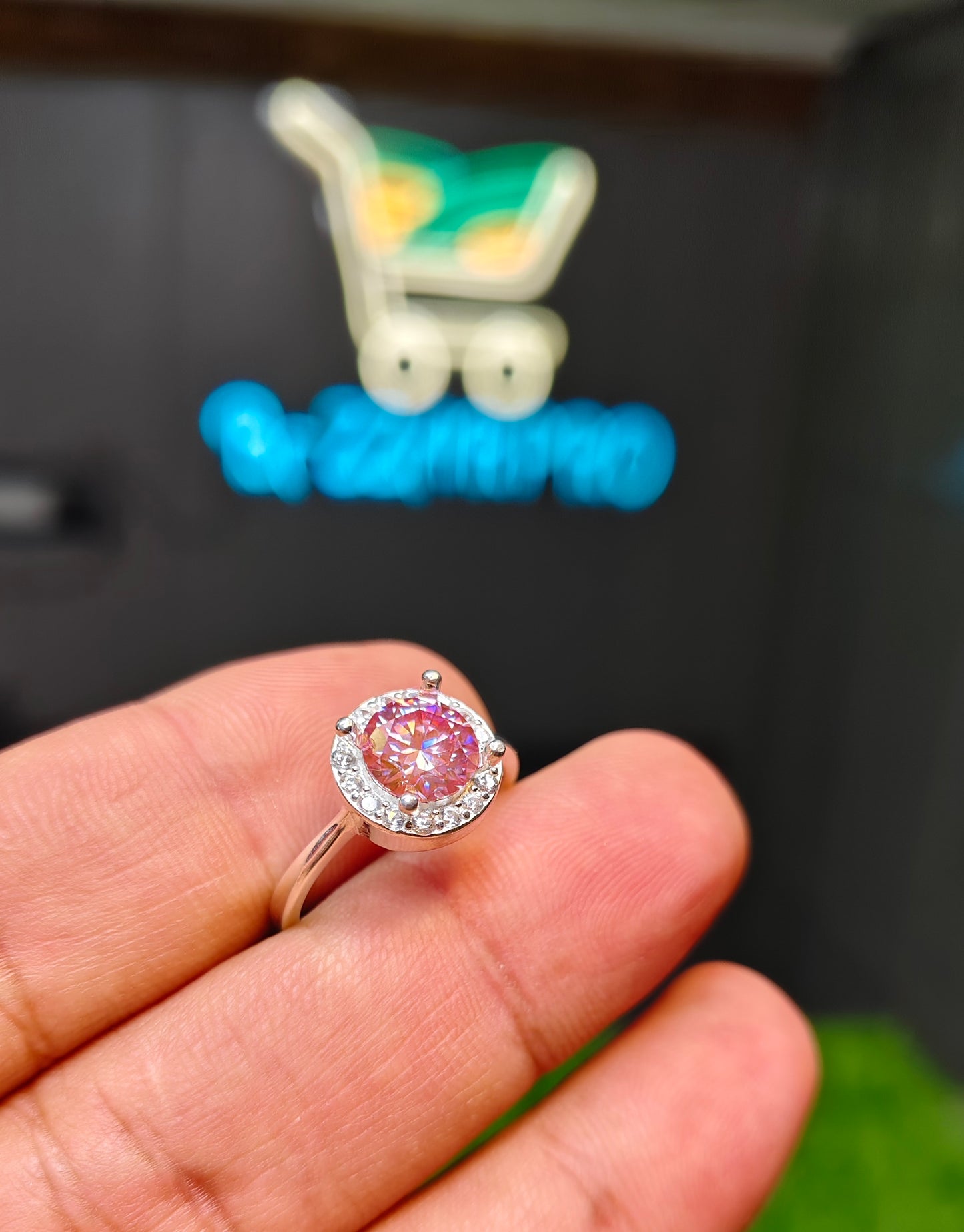 Pink Moissanite Diamond Ring