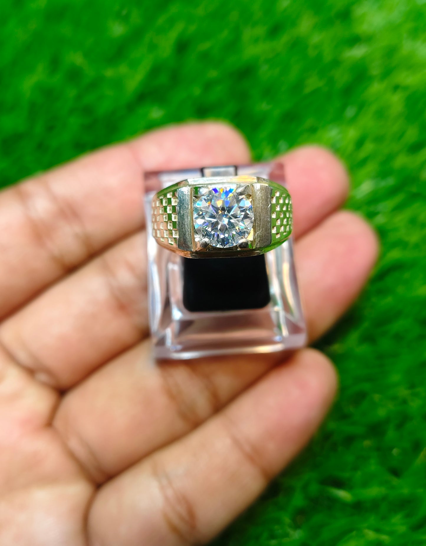 White Moissanite Diamond Ring