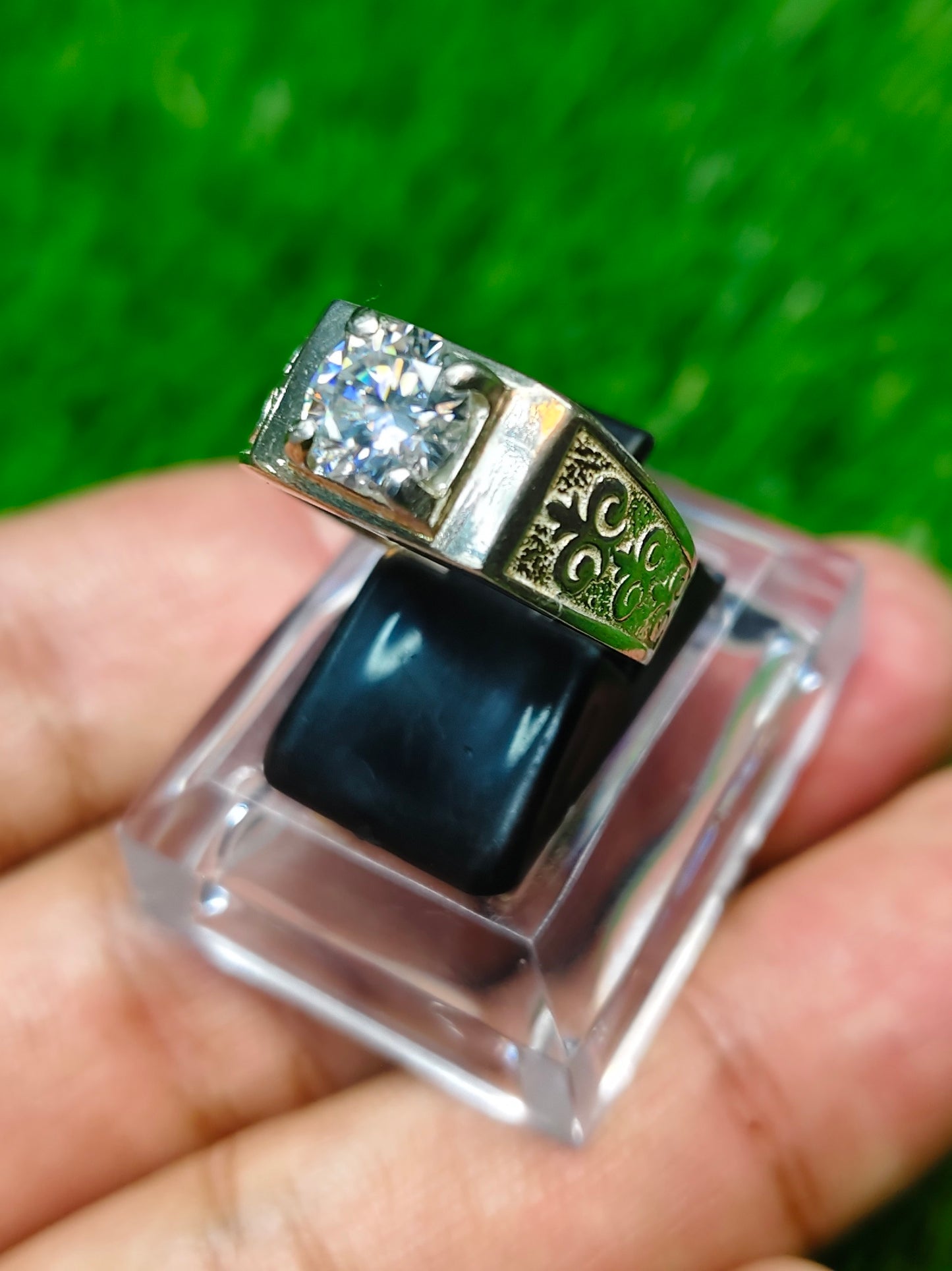 White Moissanite Diamond Ring