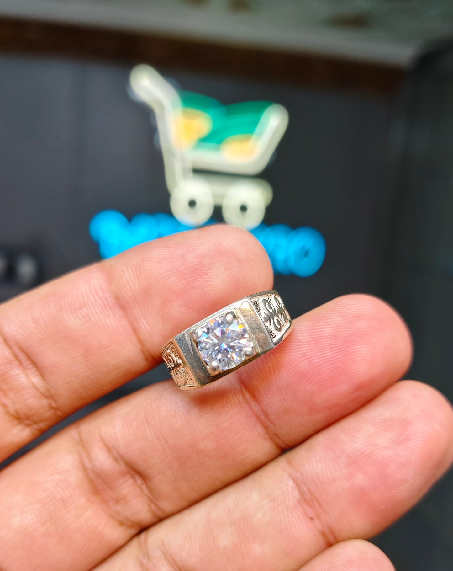 White Moissanite Diamond Ring