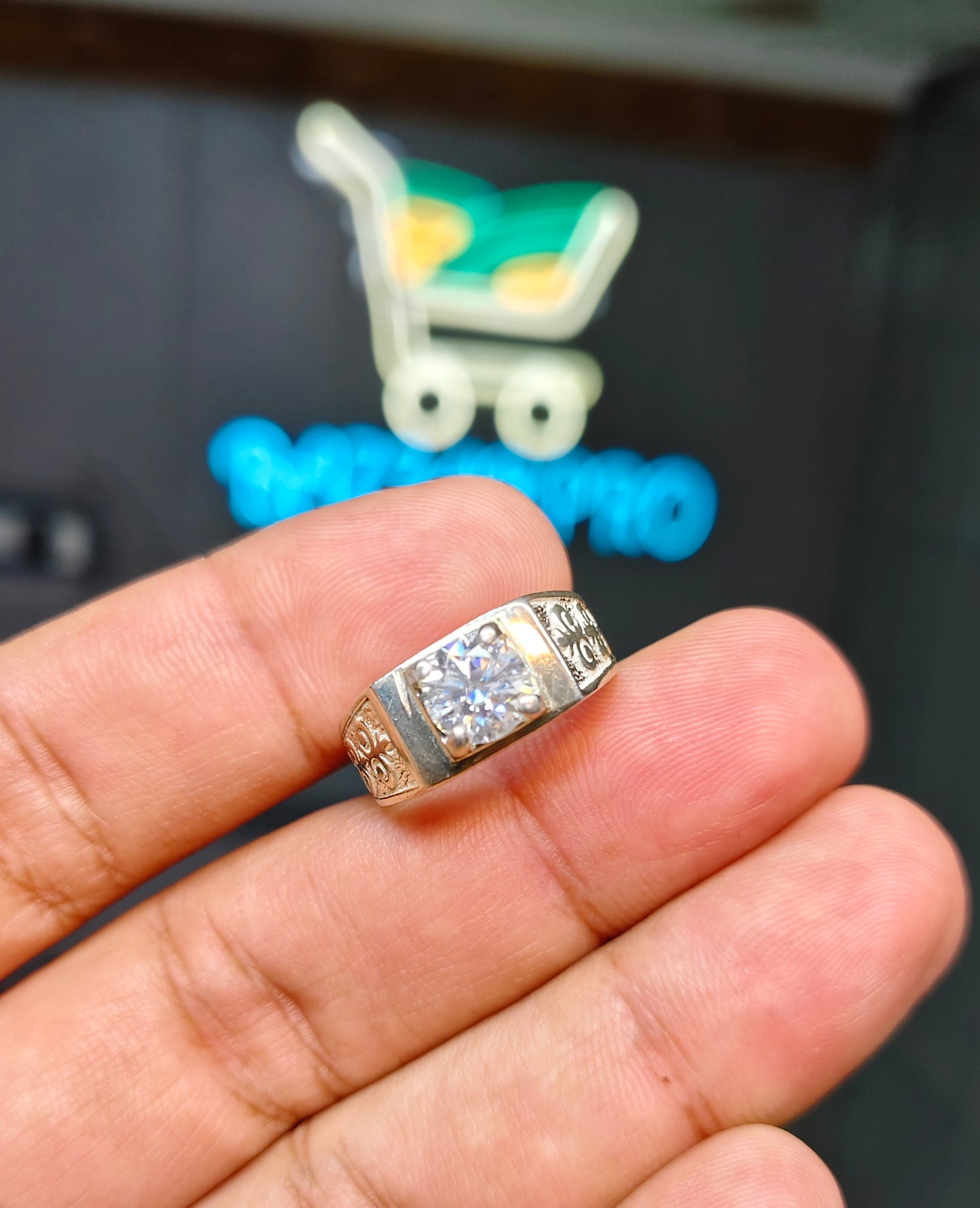 White Moissanite Diamond Ring