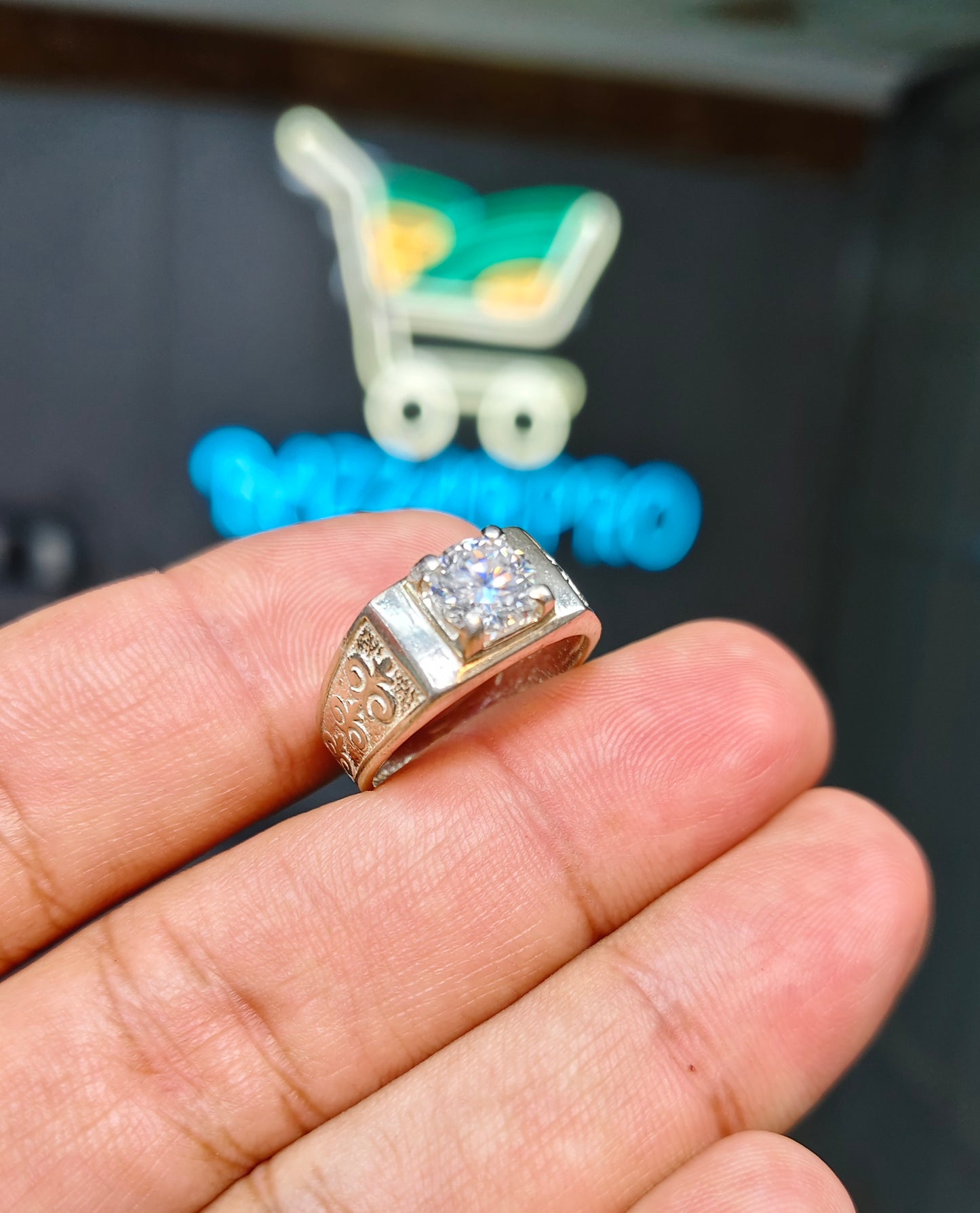 White Moissanite Diamond Ring